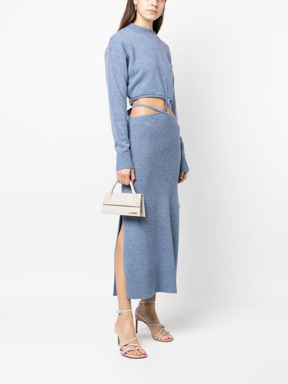 JACQUEMUS Le Chiquito Long Grey Linen Shoulder Bag image 3