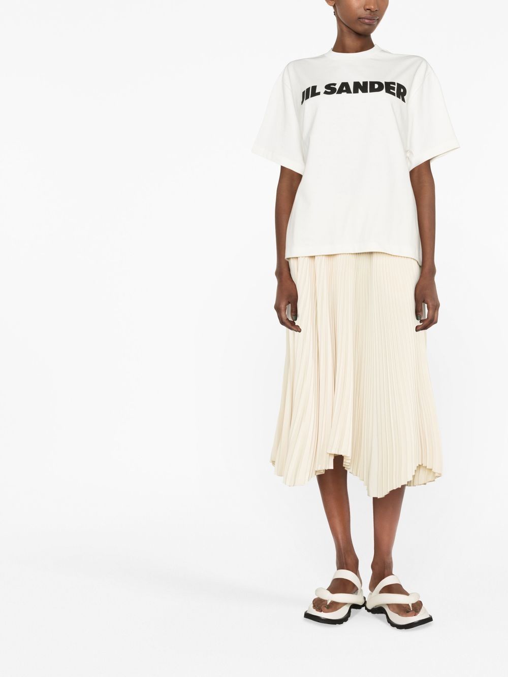 Jil Sander White Logo Print T-Shirt image 3