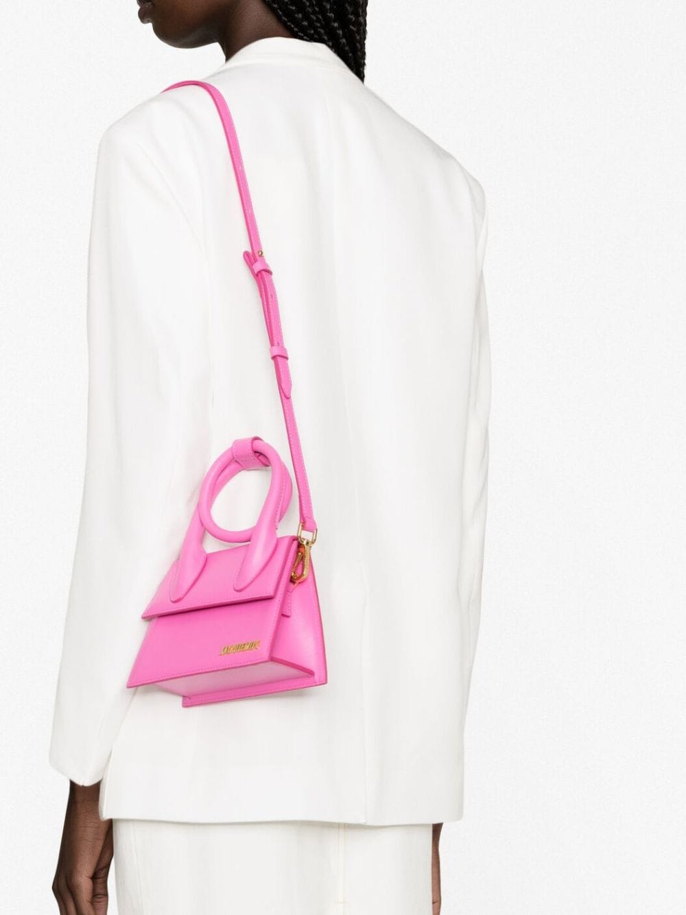 JACQUEMUS Le Chiquito Noeud Fuchsia Calfskin Leather Tote Bag image 4