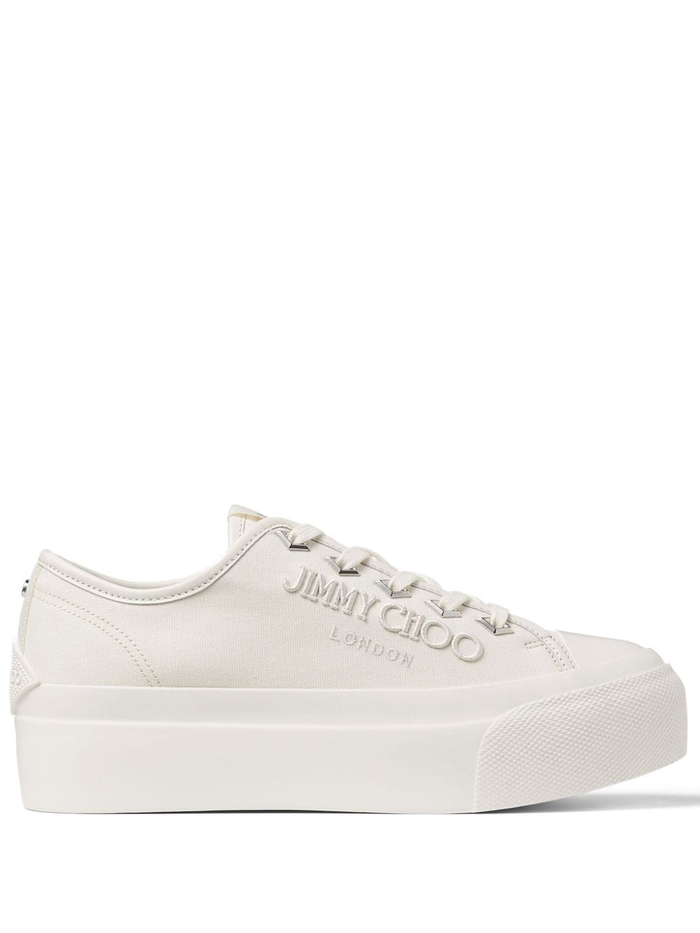 Jimmy Choo Embroidered Logo White Leather Sneakers image 0