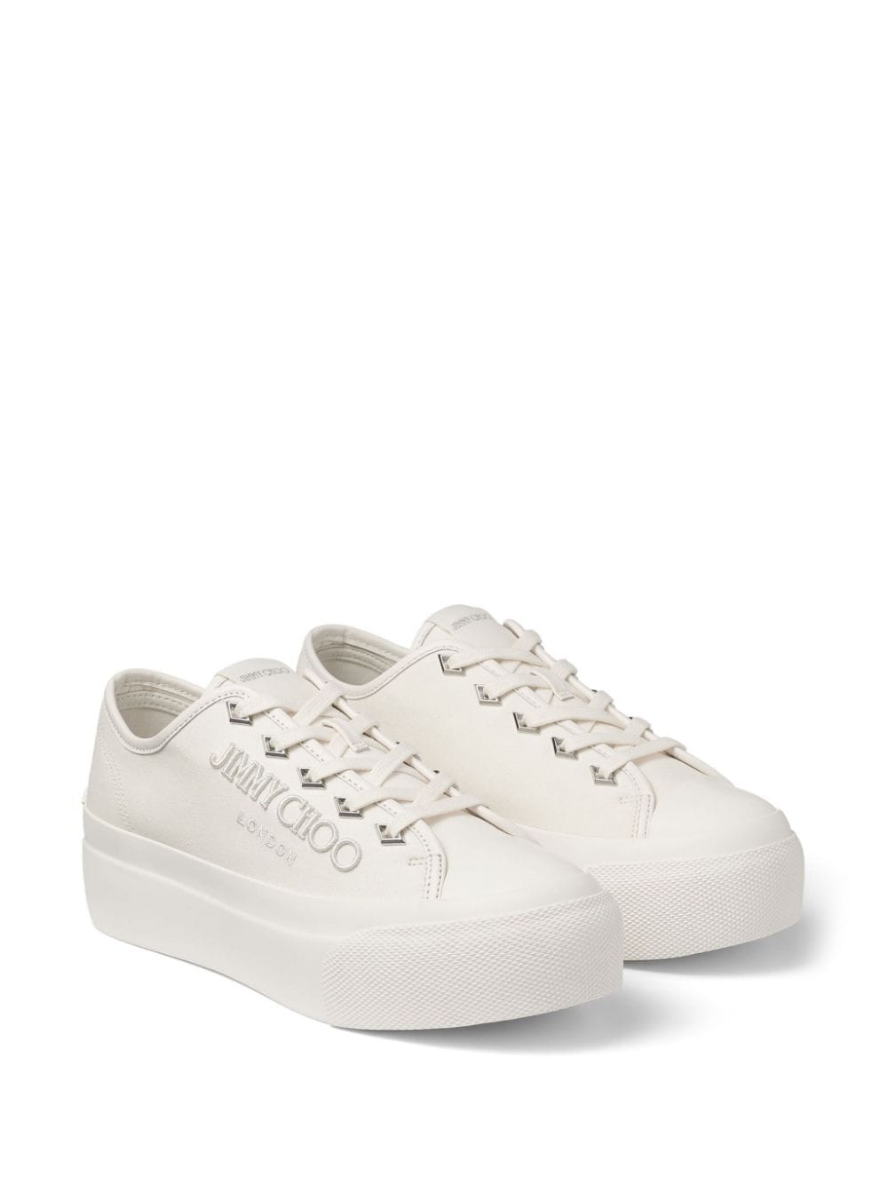 Jimmy Choo Embroidered Logo White Leather Sneakers image 4