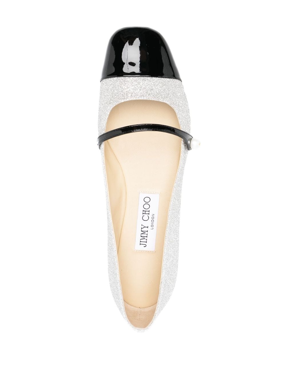 Jimmy Choo Elisa Silver and Black Calf Leather Ballerina Flats image 2