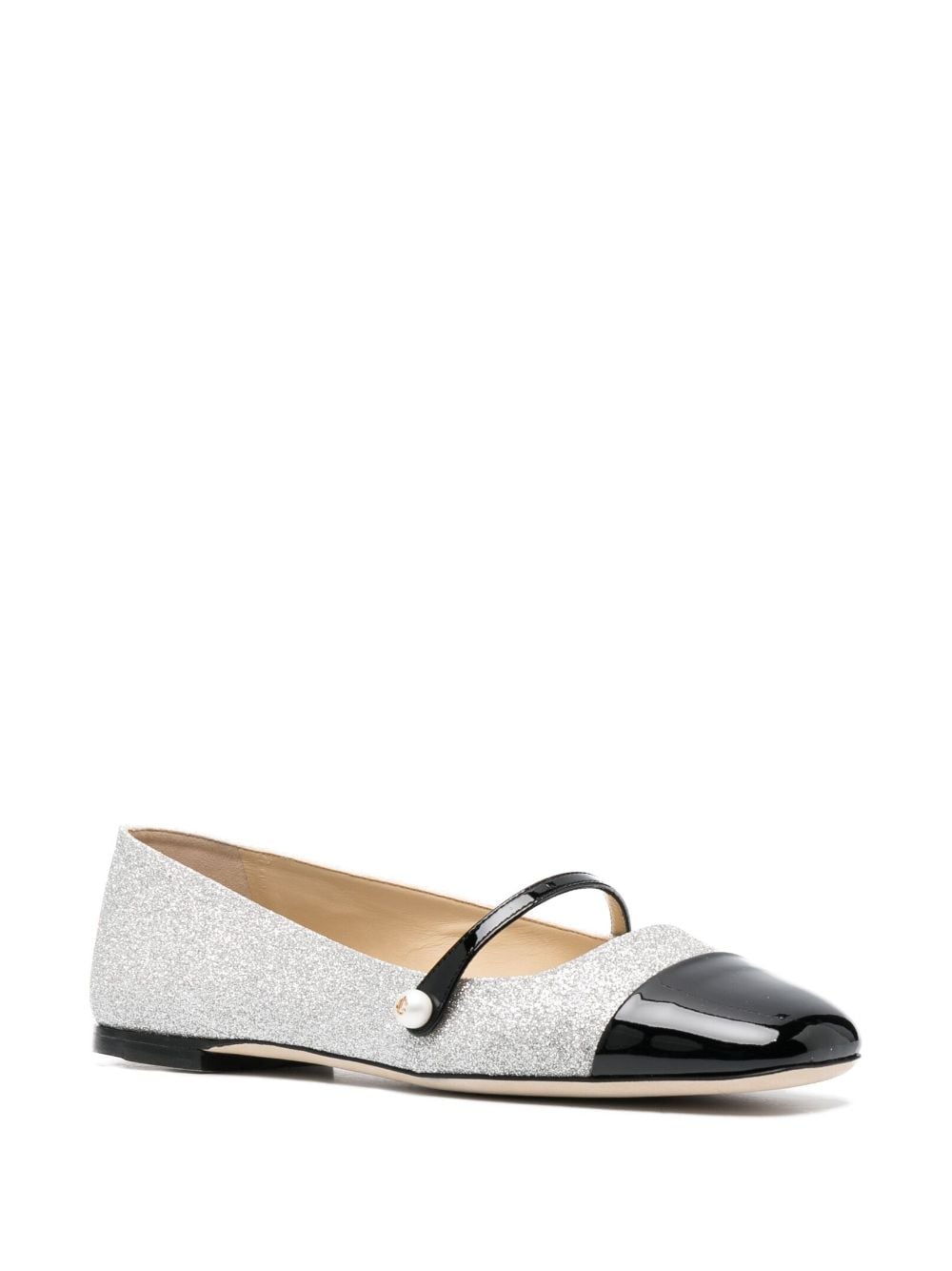 Jimmy Choo Elisa Silver and Black Calf Leather Ballerina Flats image 3