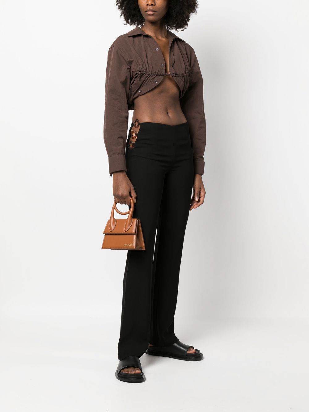 JACQUEMUS Le Chiquito Noeud Brown Calfskin Shoulder Bag image 1