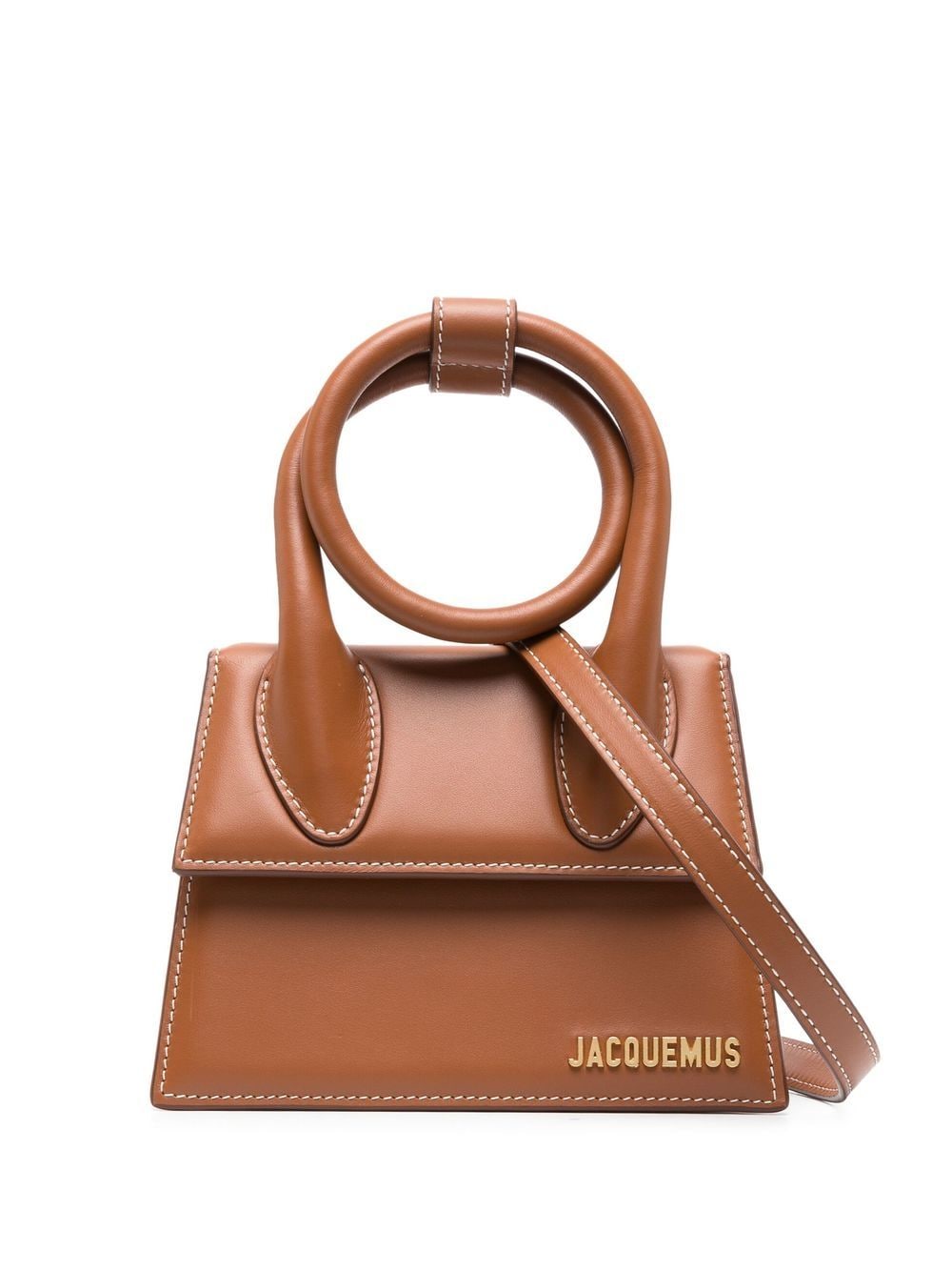 JACQUEMUS Le Chiquito Noeud Brown Calfskin Shoulder Bag image 0