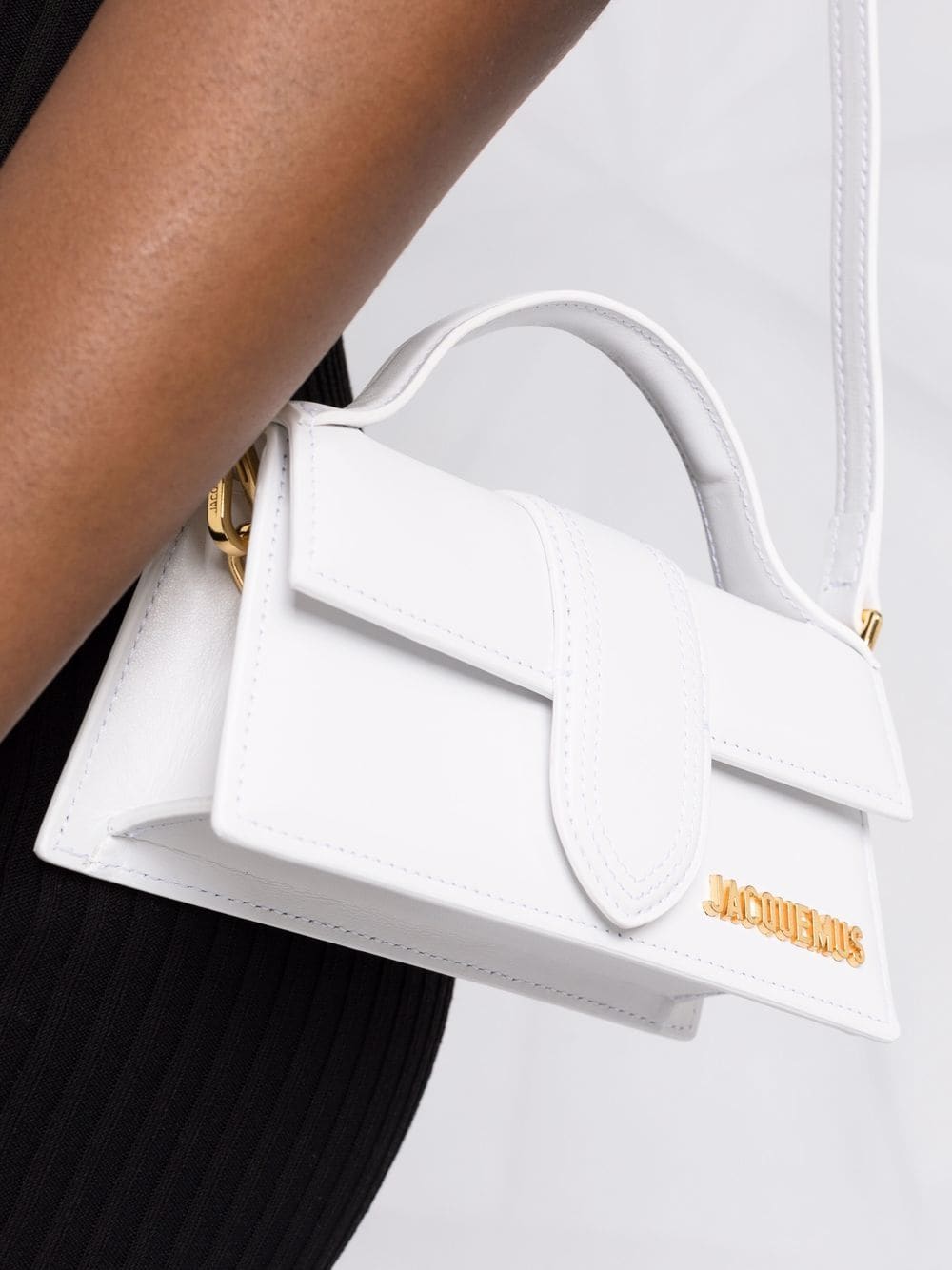 JACQUEMUS Le Bambino Long White Leather Shoulder Bag image 1