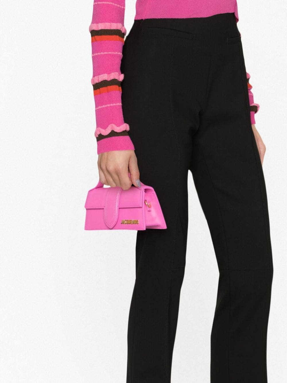 JACQUEMUS Le Bambino Fuchsia Leather Tote Bag image 4