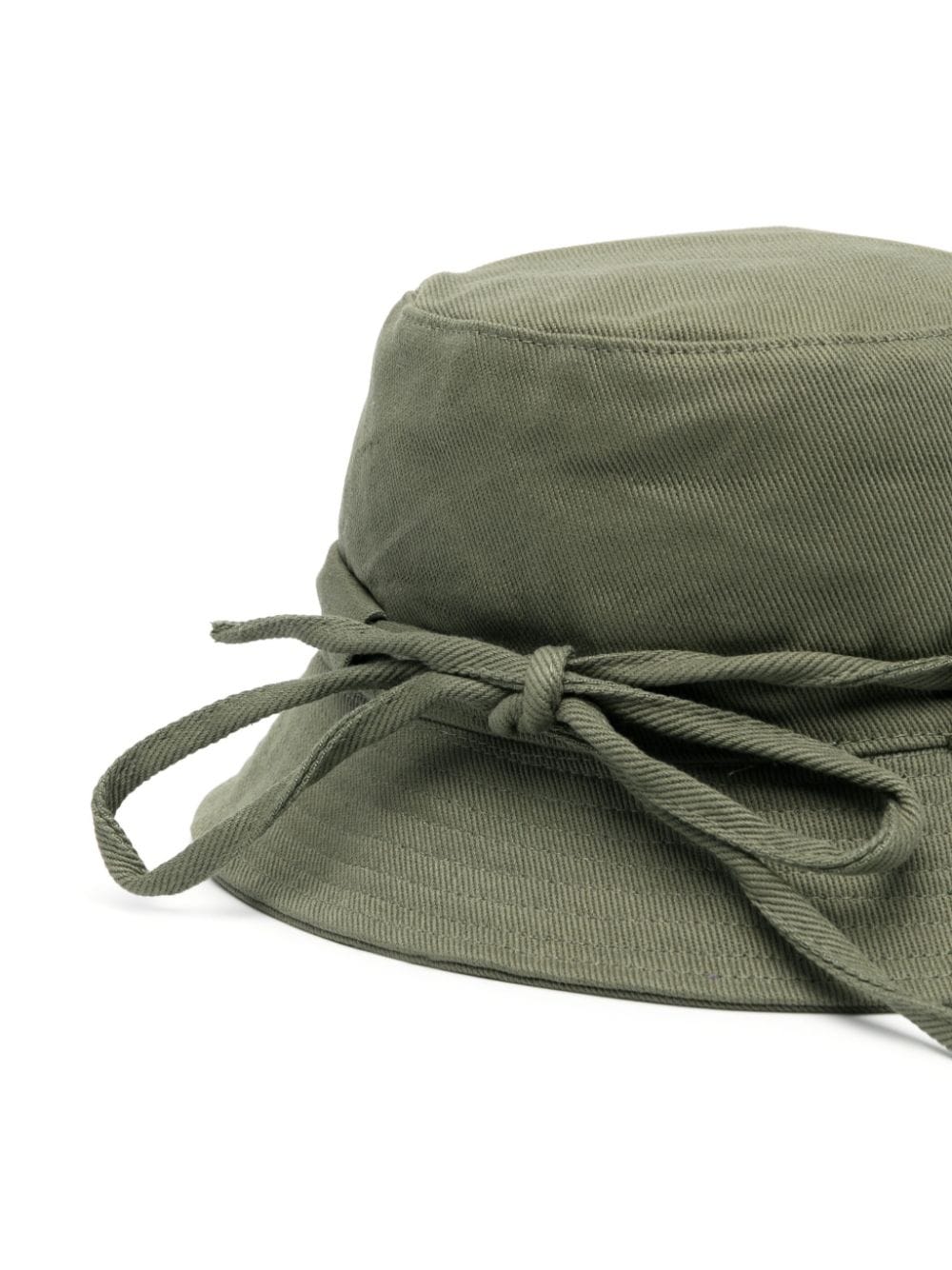 Jacquemus Gadjo Khaki Cotton Bucket Hat with Bow Detailing image 1