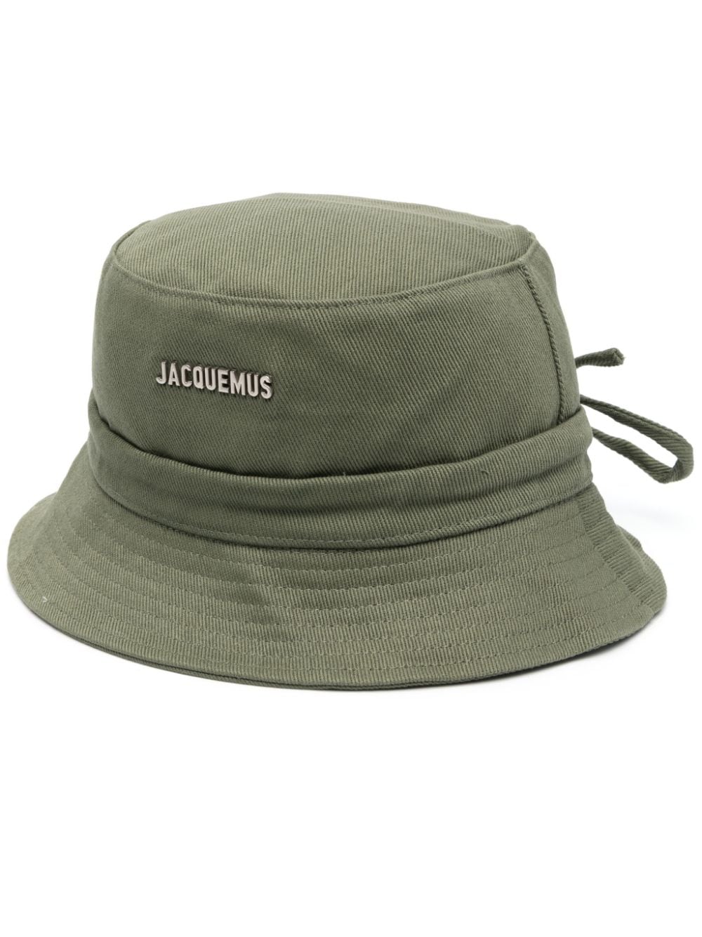 Jacquemus Gadjo Khaki Cotton Bucket Hat with Bow Detailing image 0