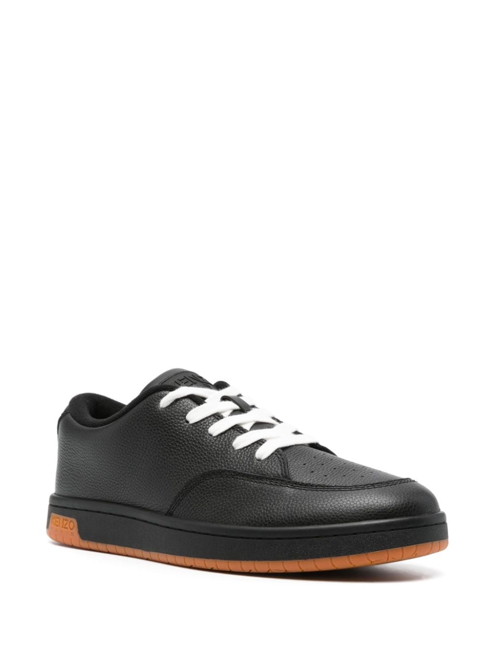 Kenzo Logo-Print Calf Leather Sneakers - Black image 3