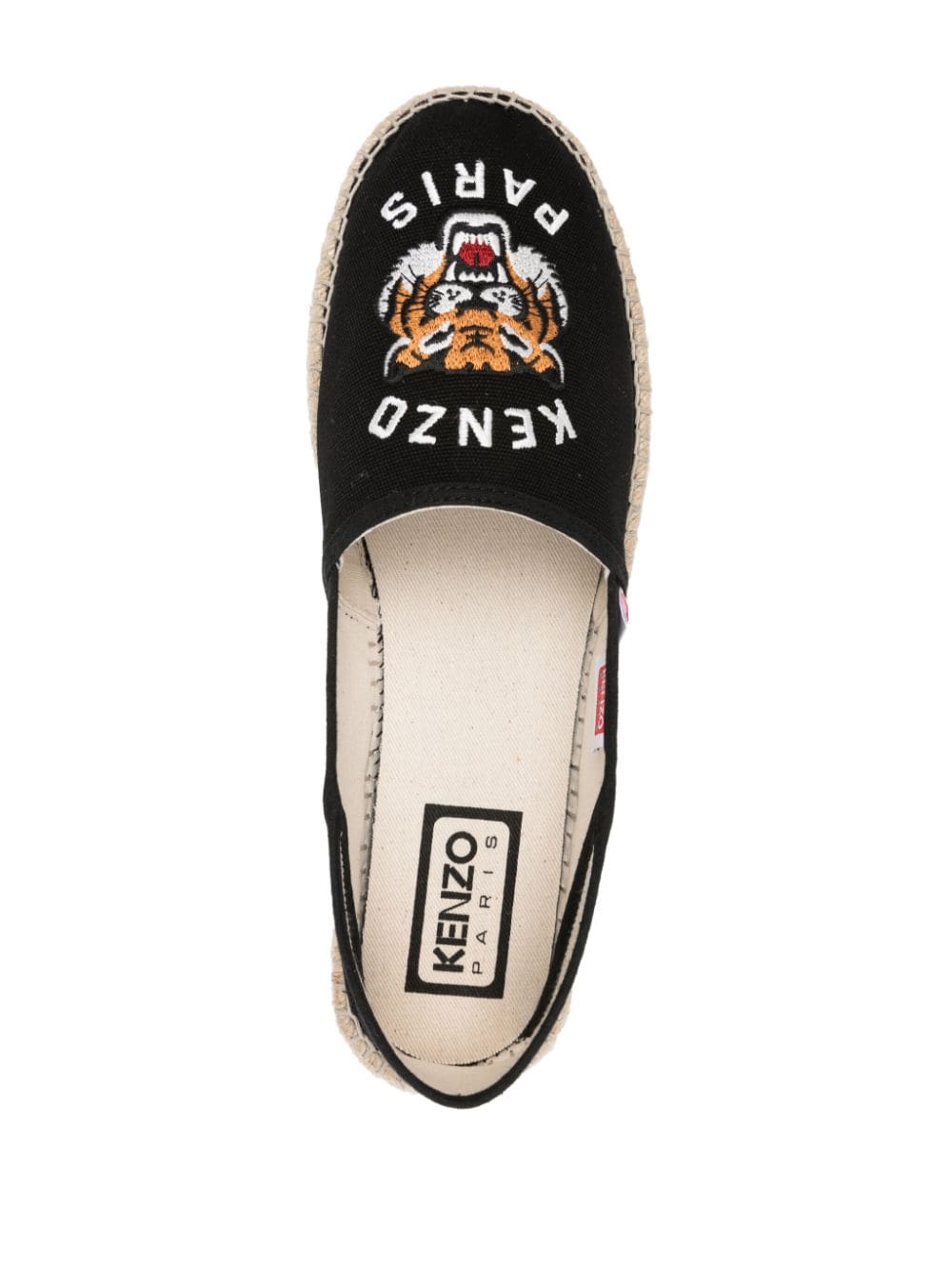 Kenzo Women's Black Canvas Tiger Head Flat Shoes image 2