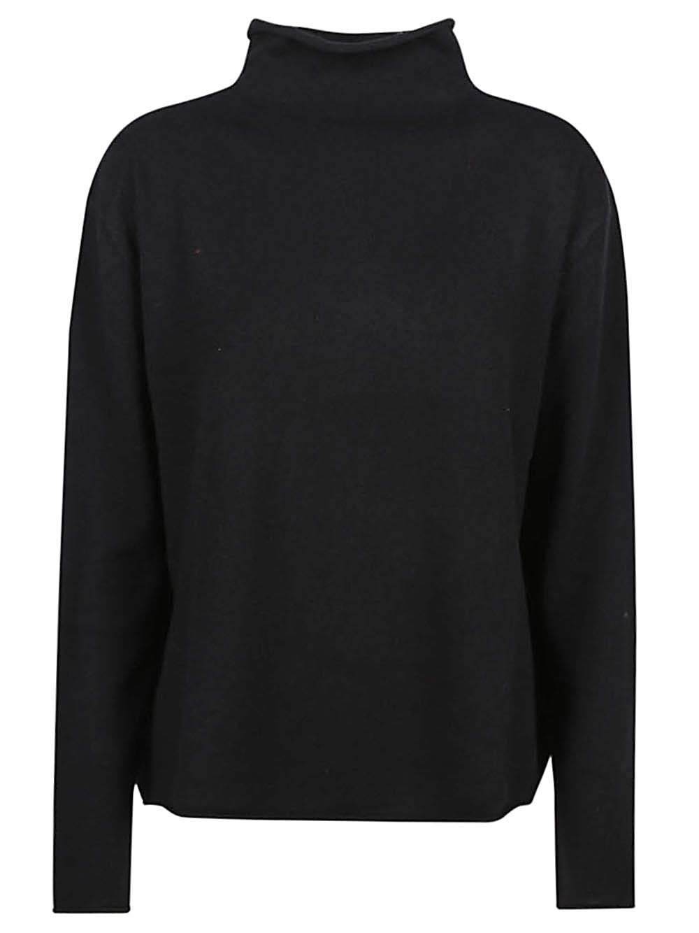 LISA YANG Black Mock Neck Sweater with Raw Hem image 0