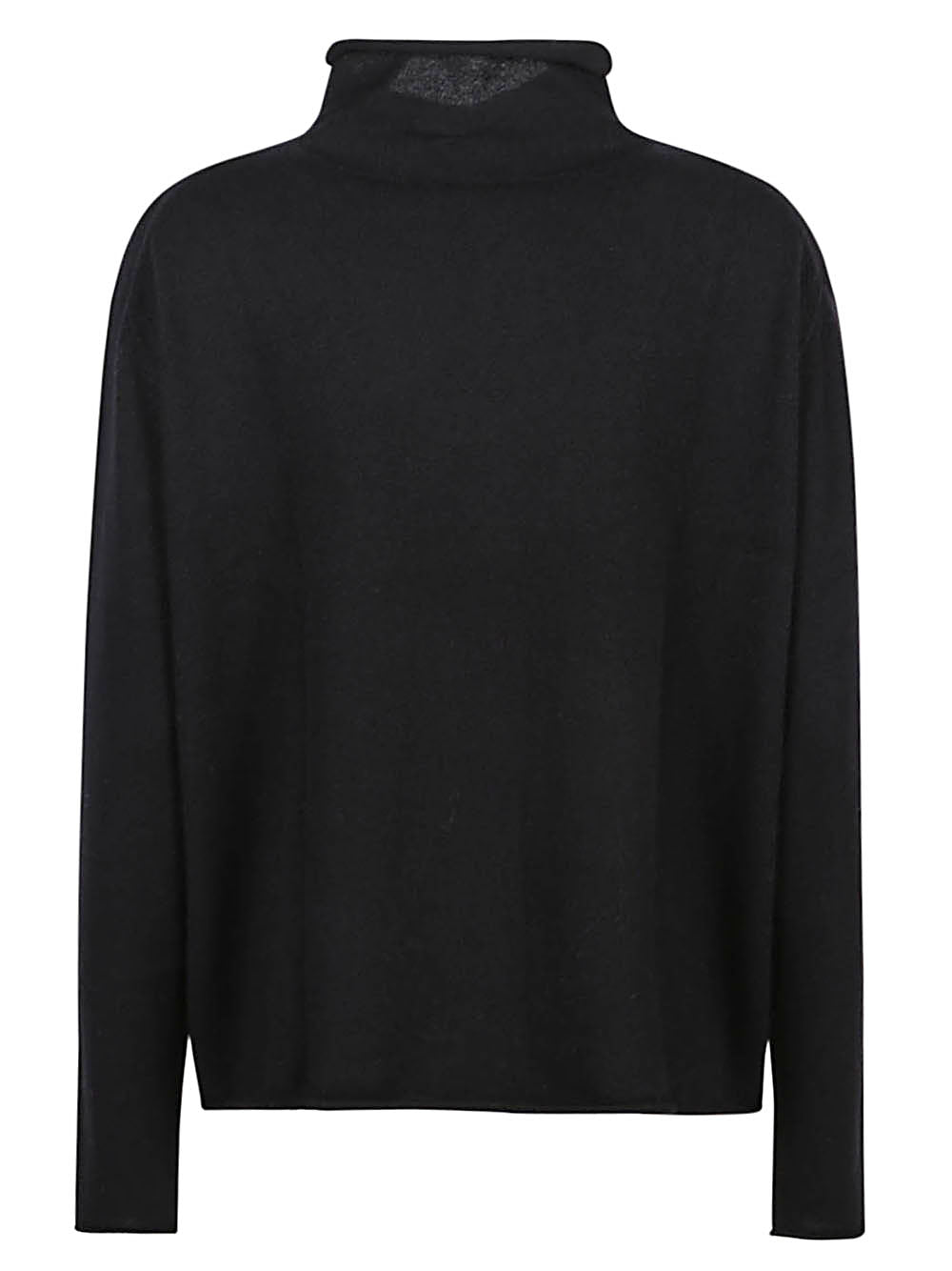 LISA YANG Black Mock Neck Sweater with Raw Hem image 1