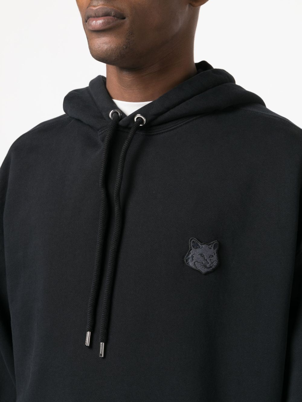 MAISON KITSUNE Fox-Motif Cotton Hoodie - Black image 1