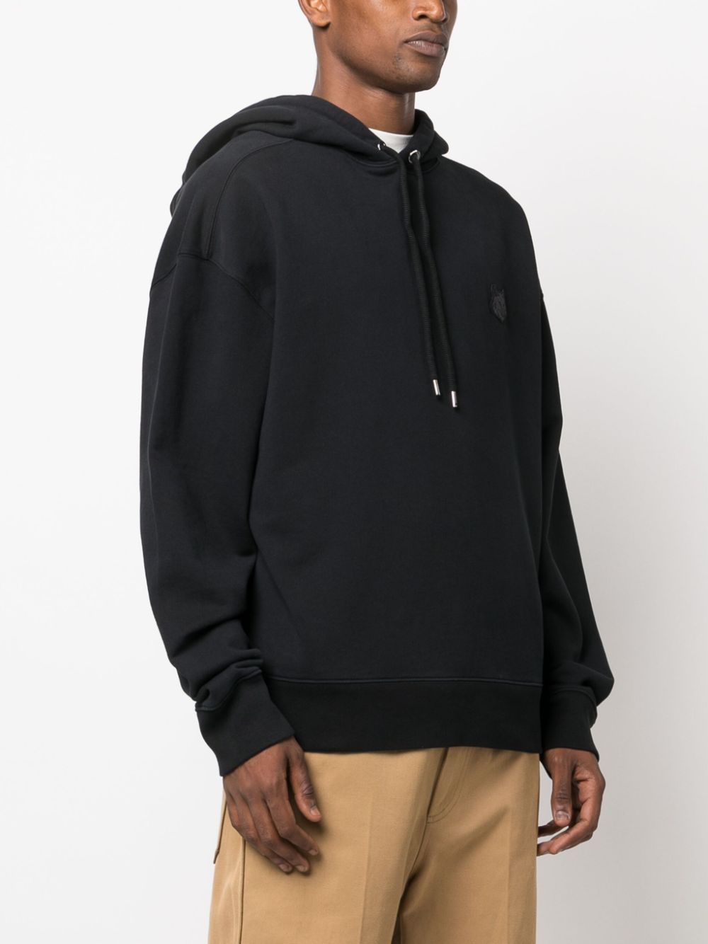 MAISON KITSUNE Fox-Motif Cotton Hoodie - Black image 2