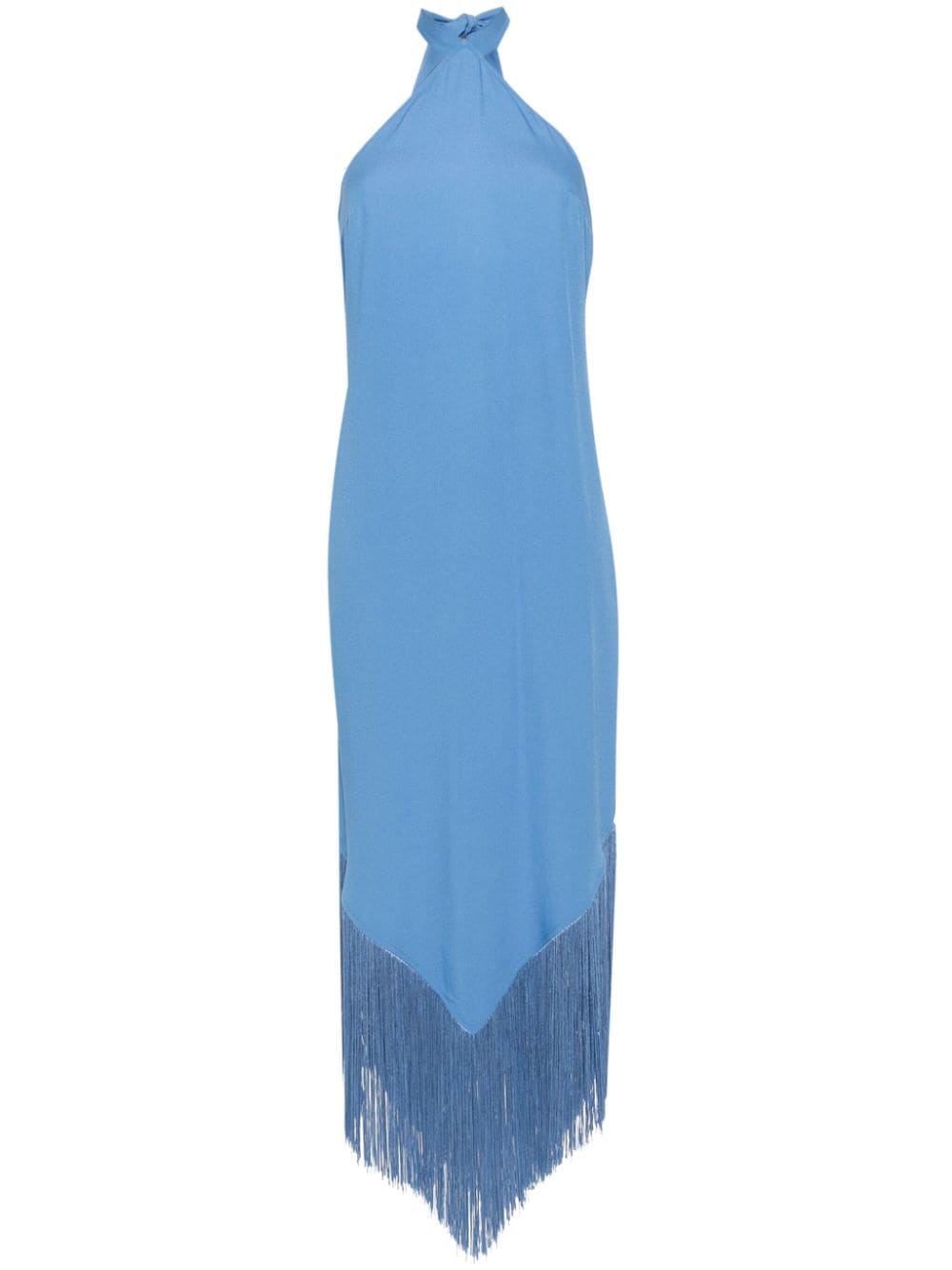 TALLER MARMO MAIN Blue Crepe Dress with Fringe Sleeves image 0