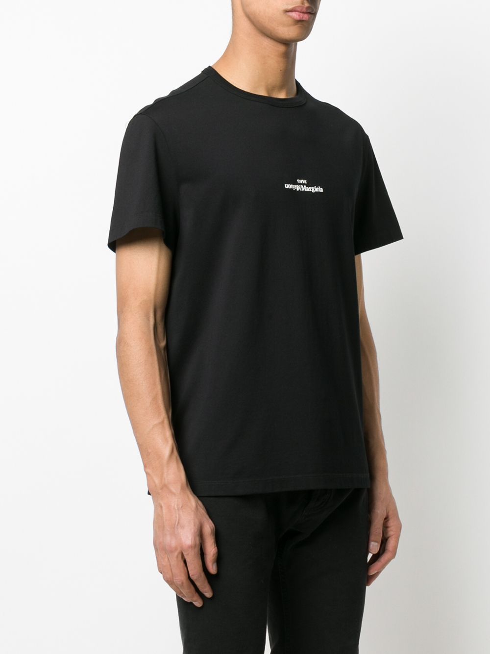 Maison Margiela Upside-Down Logo Black Cotton Crew-Neck T-Shirt image 3