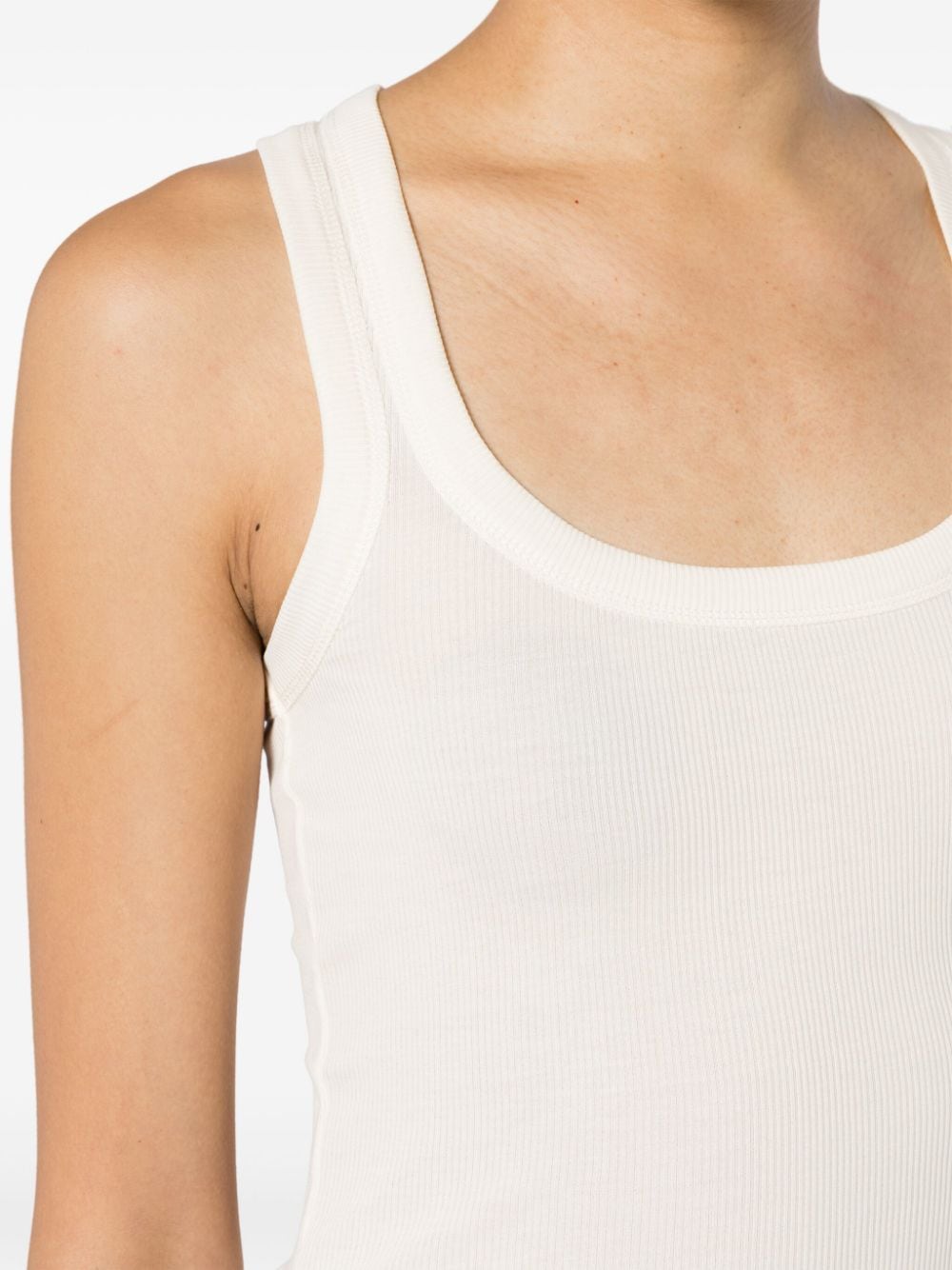 JACQUEMUS White Ribbed Knit Top with Logo Patch image 1