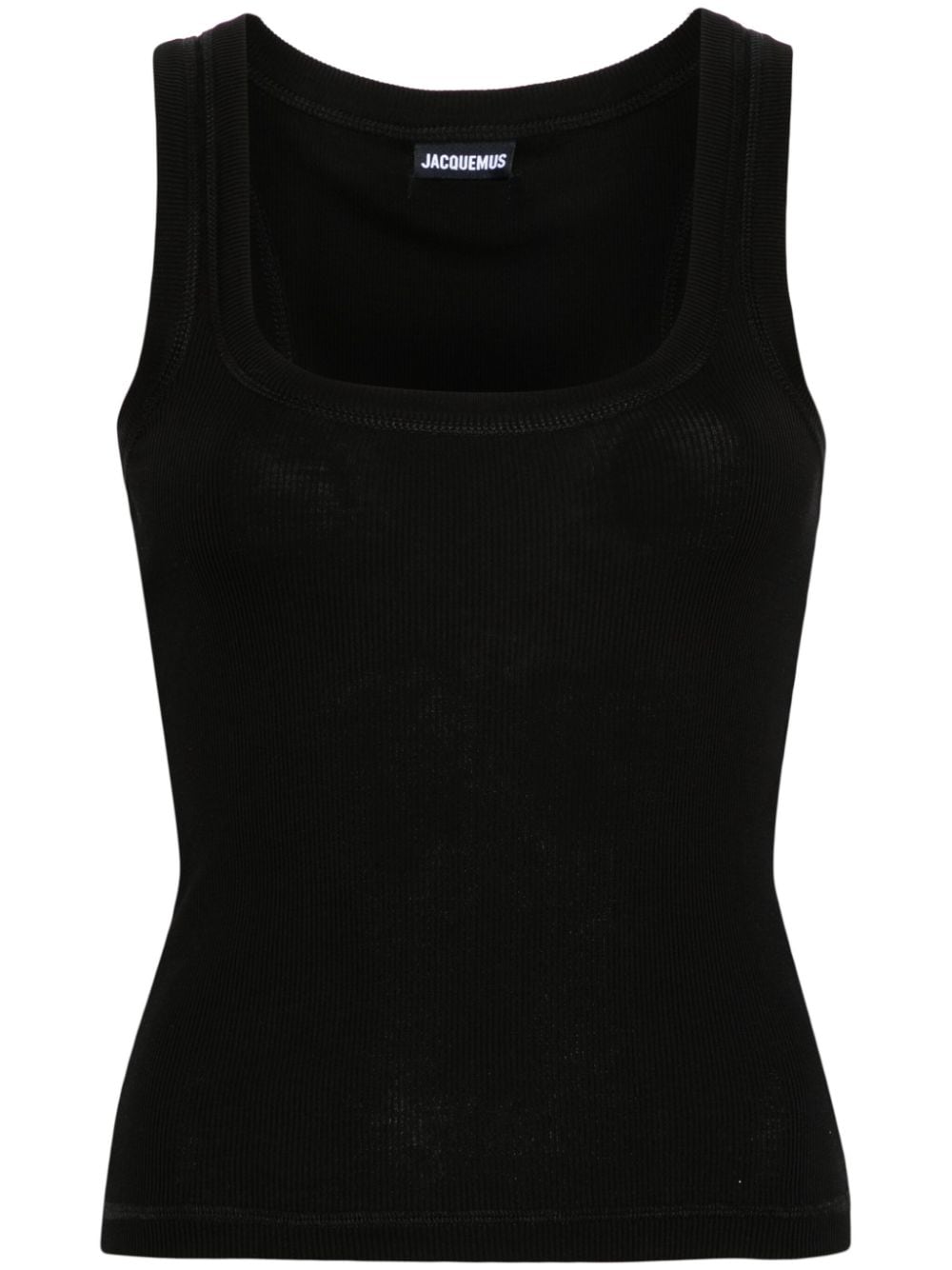 JACQUEMUS Black Ribbed Scoop Neck Tank Top image 0