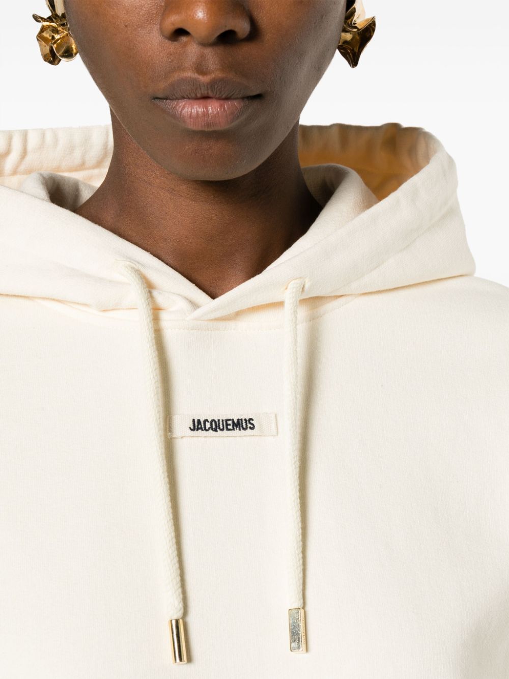 JACQUEMUS Beige Cotton Jersey Drawstring Hoodie image 4