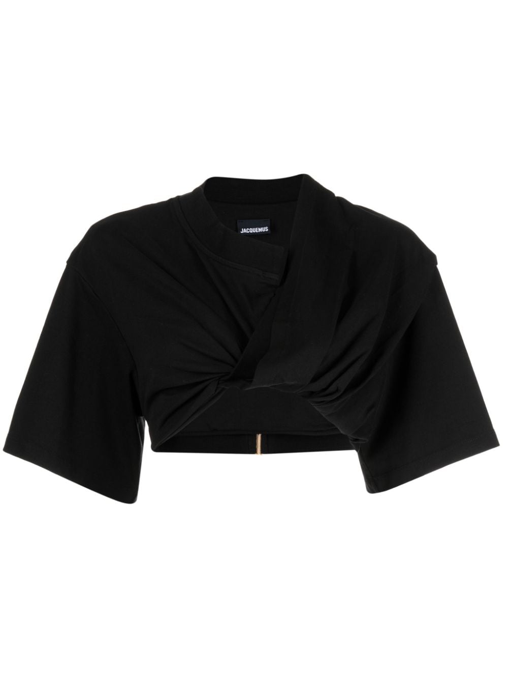 JACQUEMUS Black Cotton T-Shirt with Cut-Out Detailing image 0