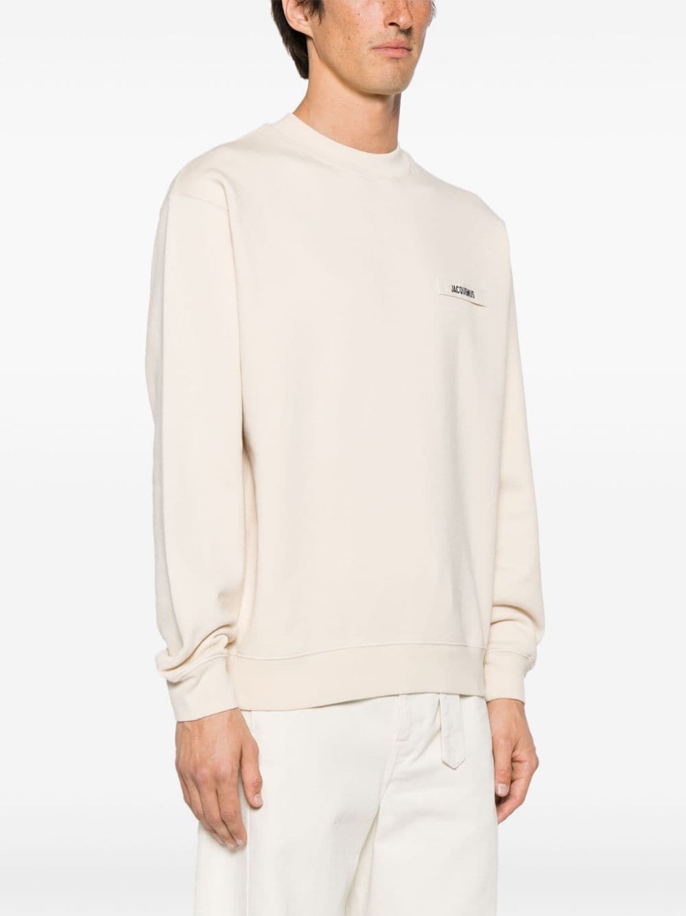 JACQUEMUS Beige Cotton Crewneck Sweater image 3