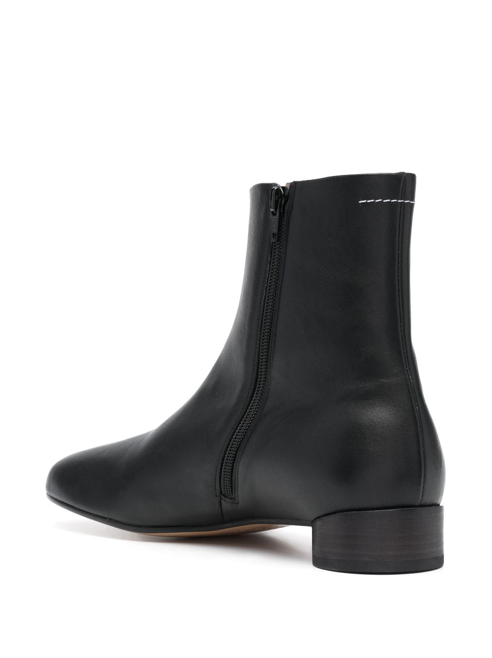 MM6 Maison Margiela Asymmetrical Zip Ankle Boots - Black image 1