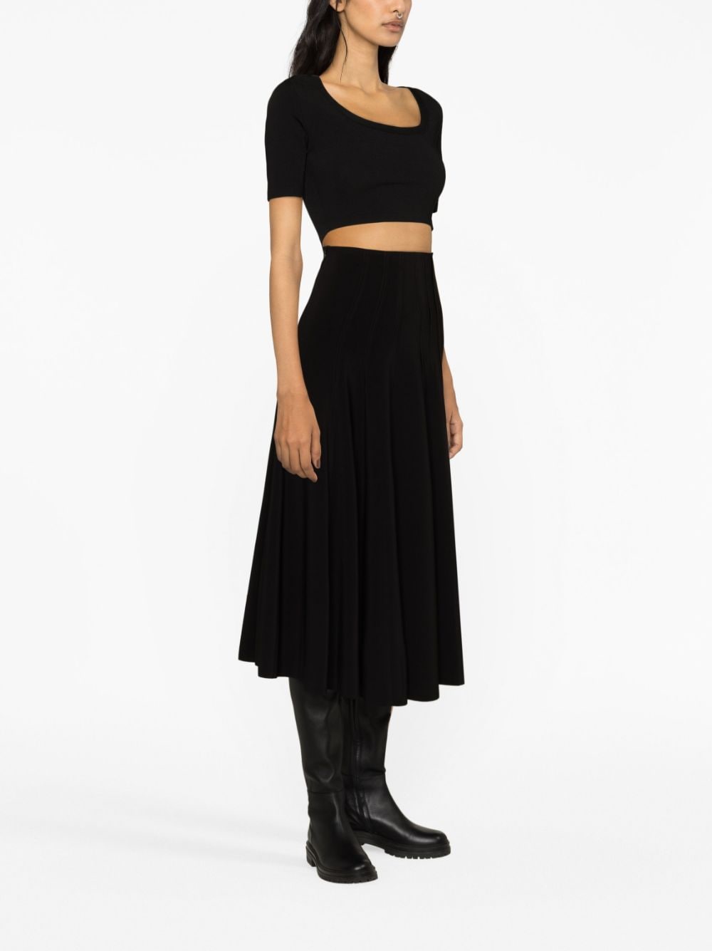 Norma Kamali Black Flared High-Waist Skirt image 2