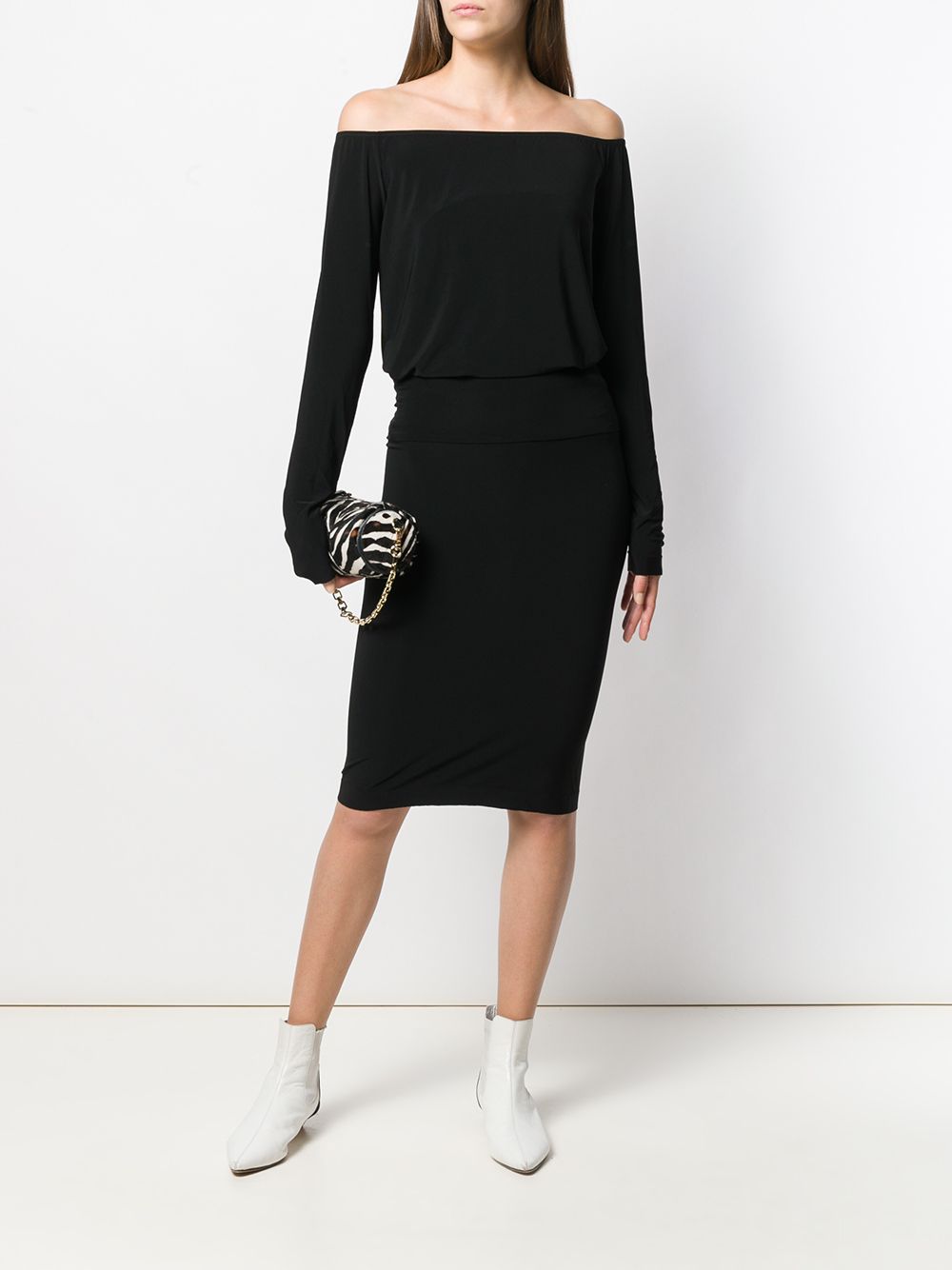 Norma Kamali Black Fitted Mid-Length Skirt image 1