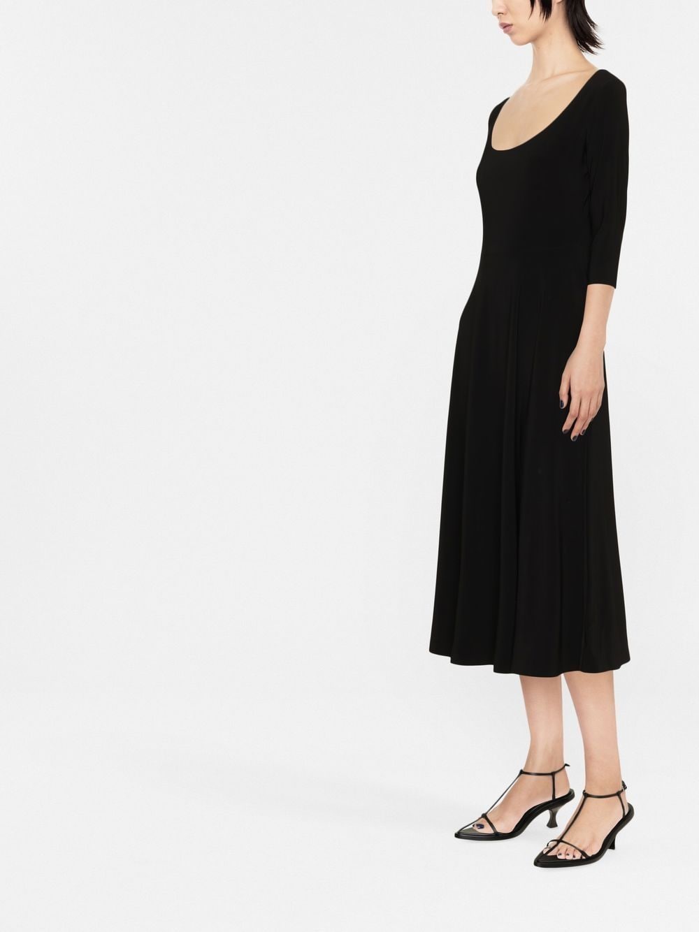 Norma Kamali Black Skater Midi Dress image 3