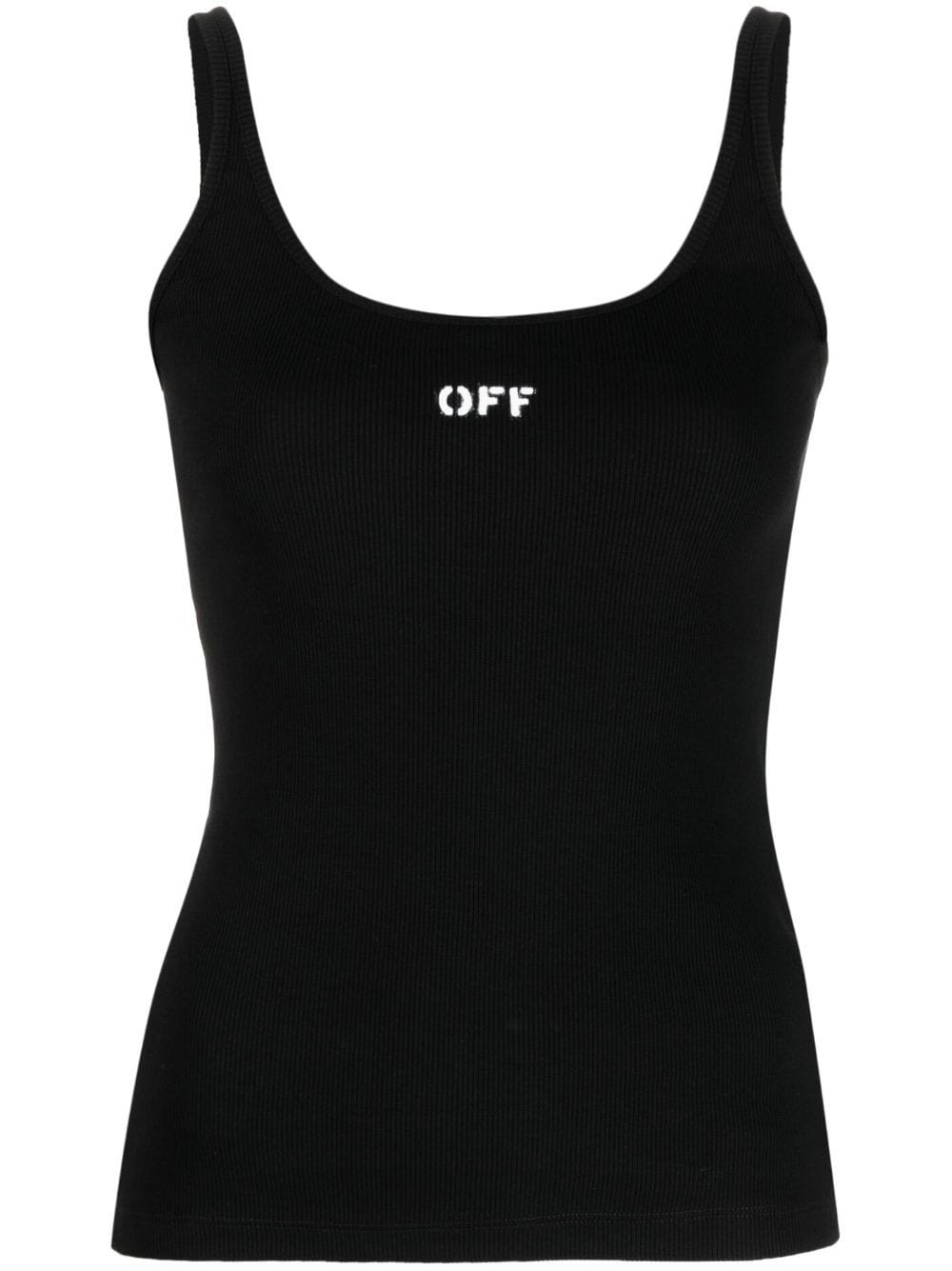 Off-White Ribbed Knit Sleeveless Top - Black image 0