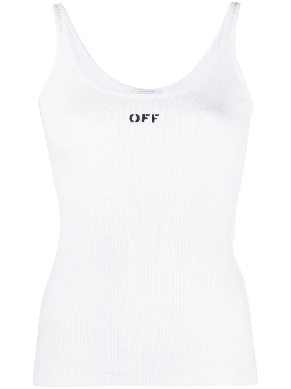 Off-White Women's White Cotton Sleeveless Logo T-Shirt image 0