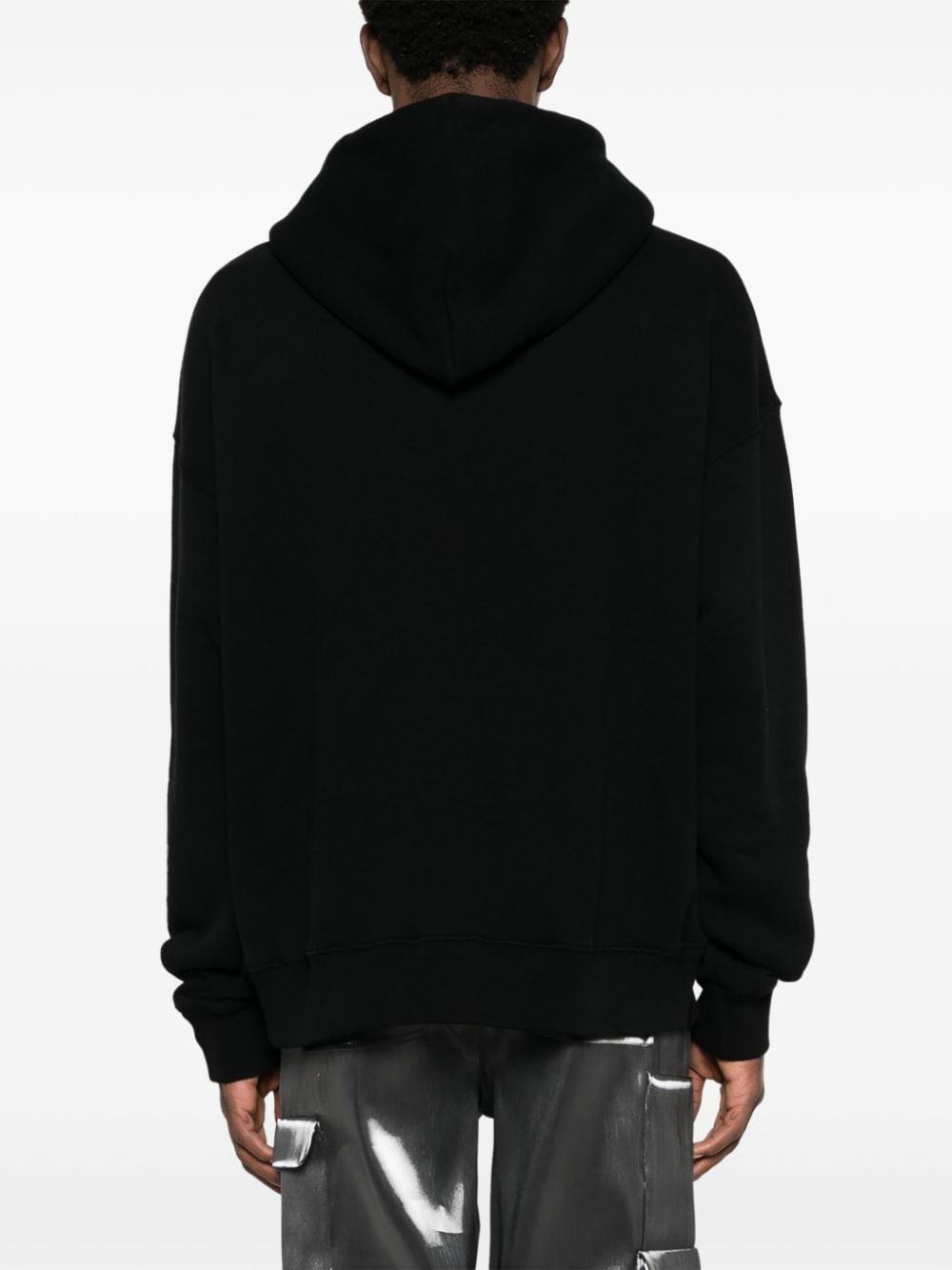 Off-White Black Logo Print Drawstring Hoodie image 1