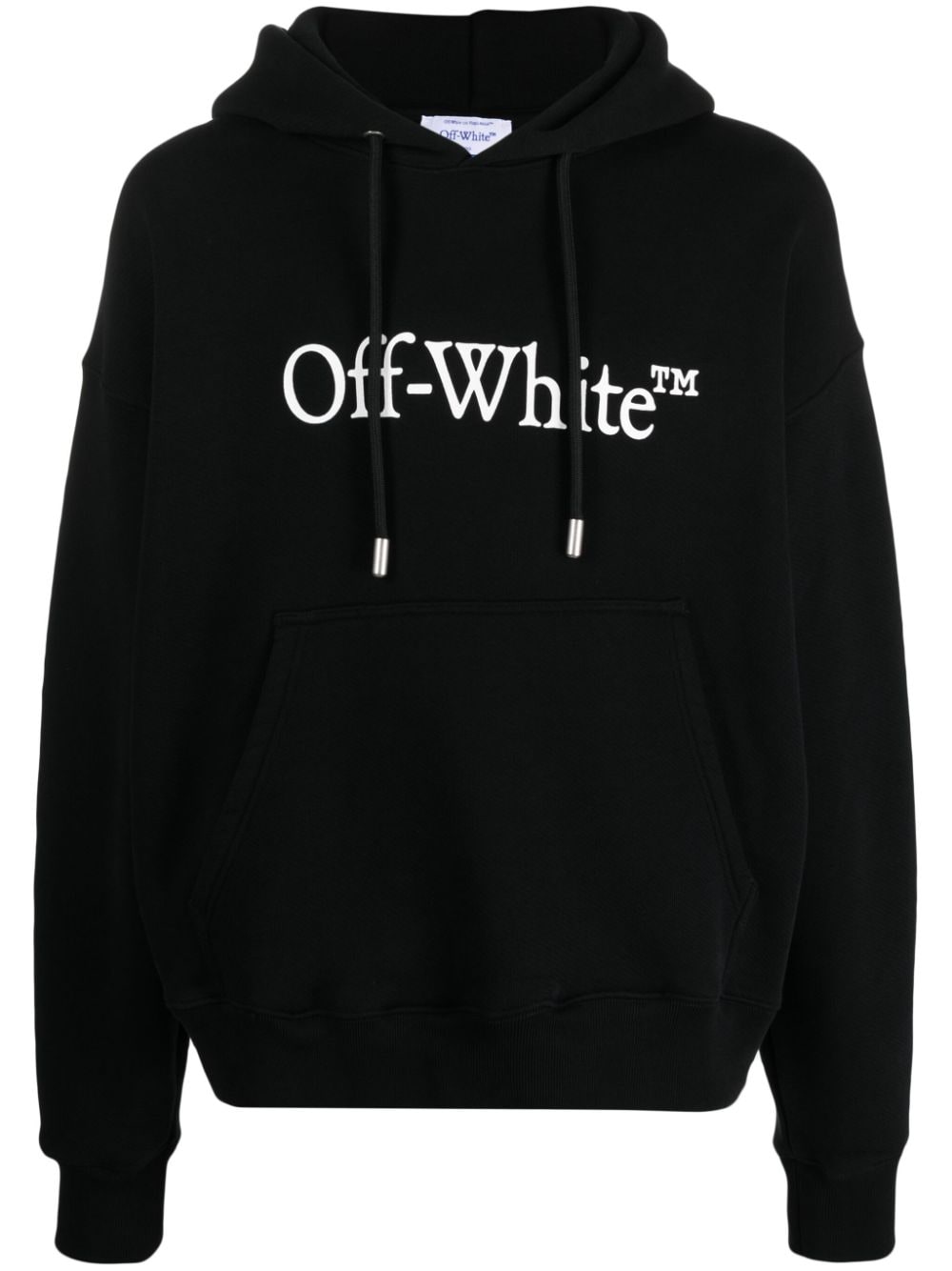 Off-White Black Logo Print Drawstring Hoodie image 0