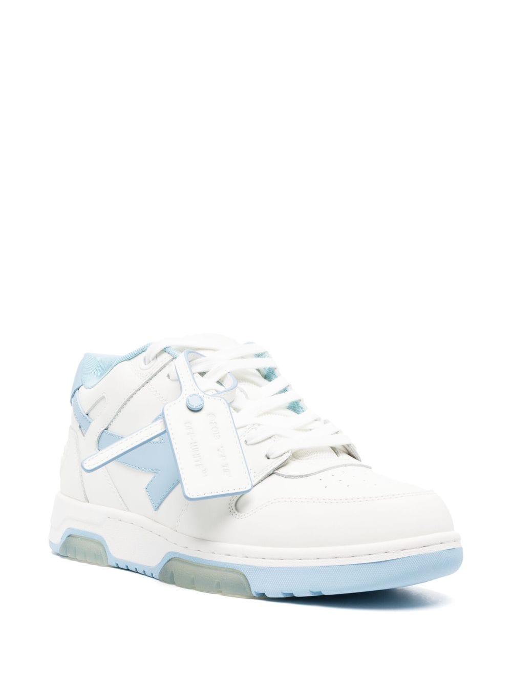 Off-White Low Top Sneakers in White and Light Blue image 3