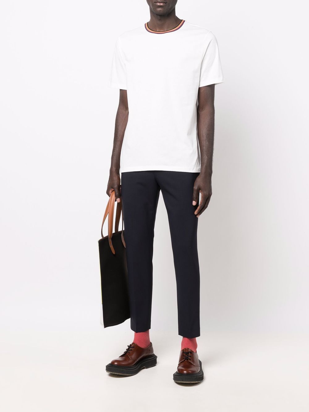 Paul Smith Men's White T-Shirt with Contrasting Trim image 3