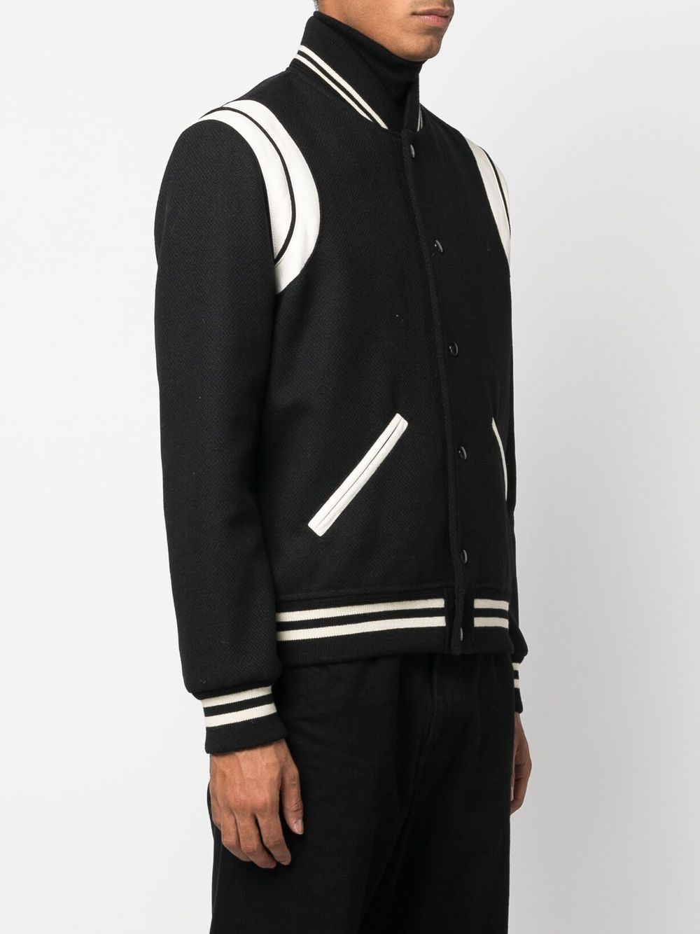 Saint Laurent Black Varsity Bomber Jacket image 3