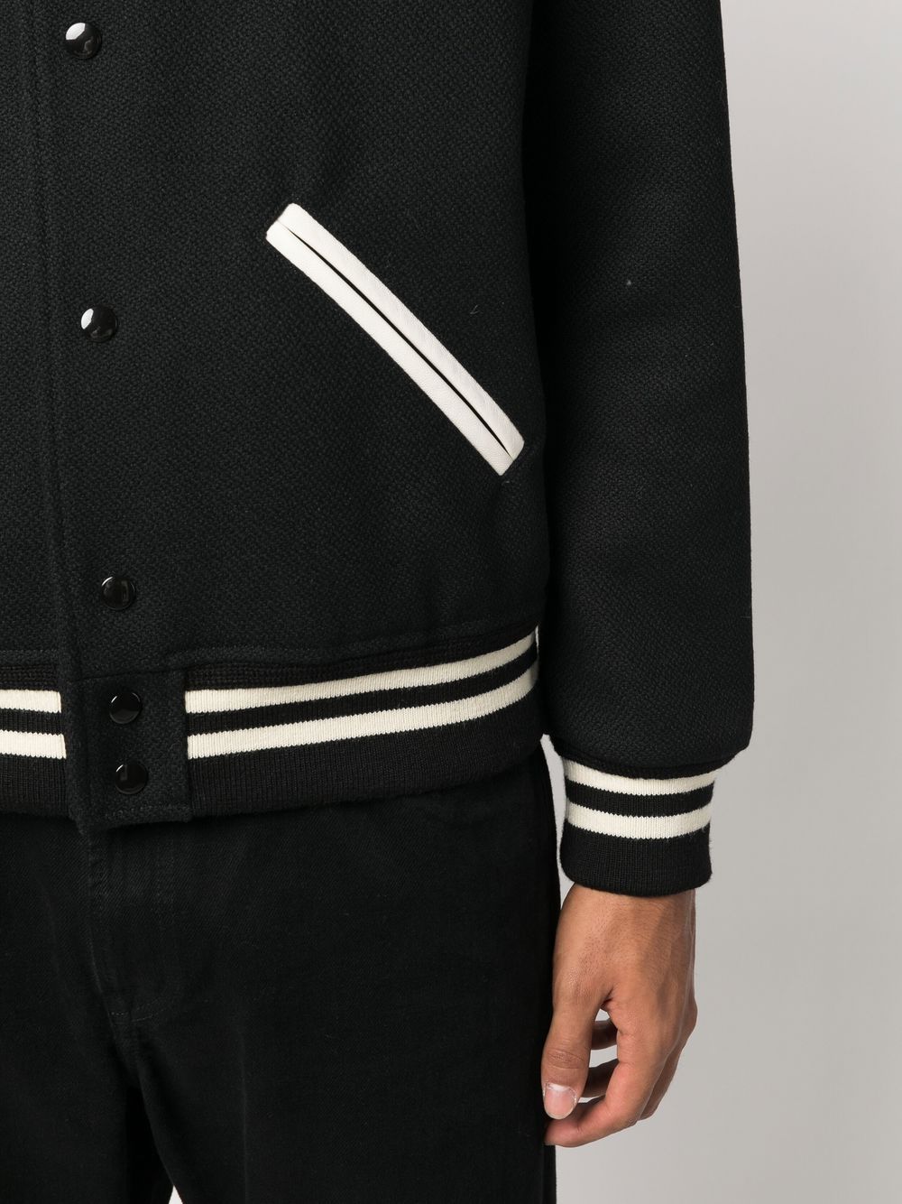 Saint Laurent Black Varsity Bomber Jacket image 4