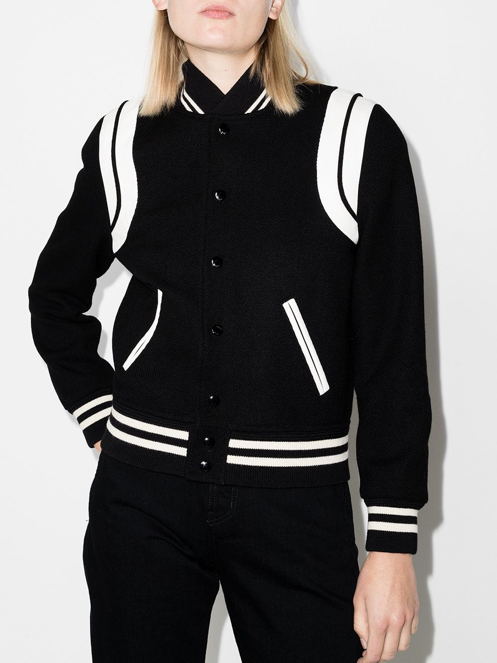 Saint Laurent Black Wool Blend Varsity Jacket image 2