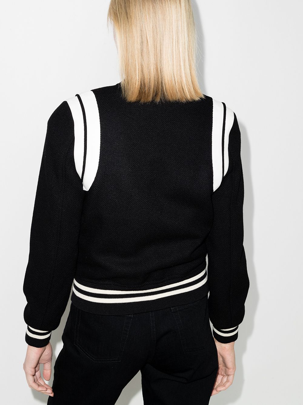 Saint Laurent Black Wool Blend Varsity Jacket image 3