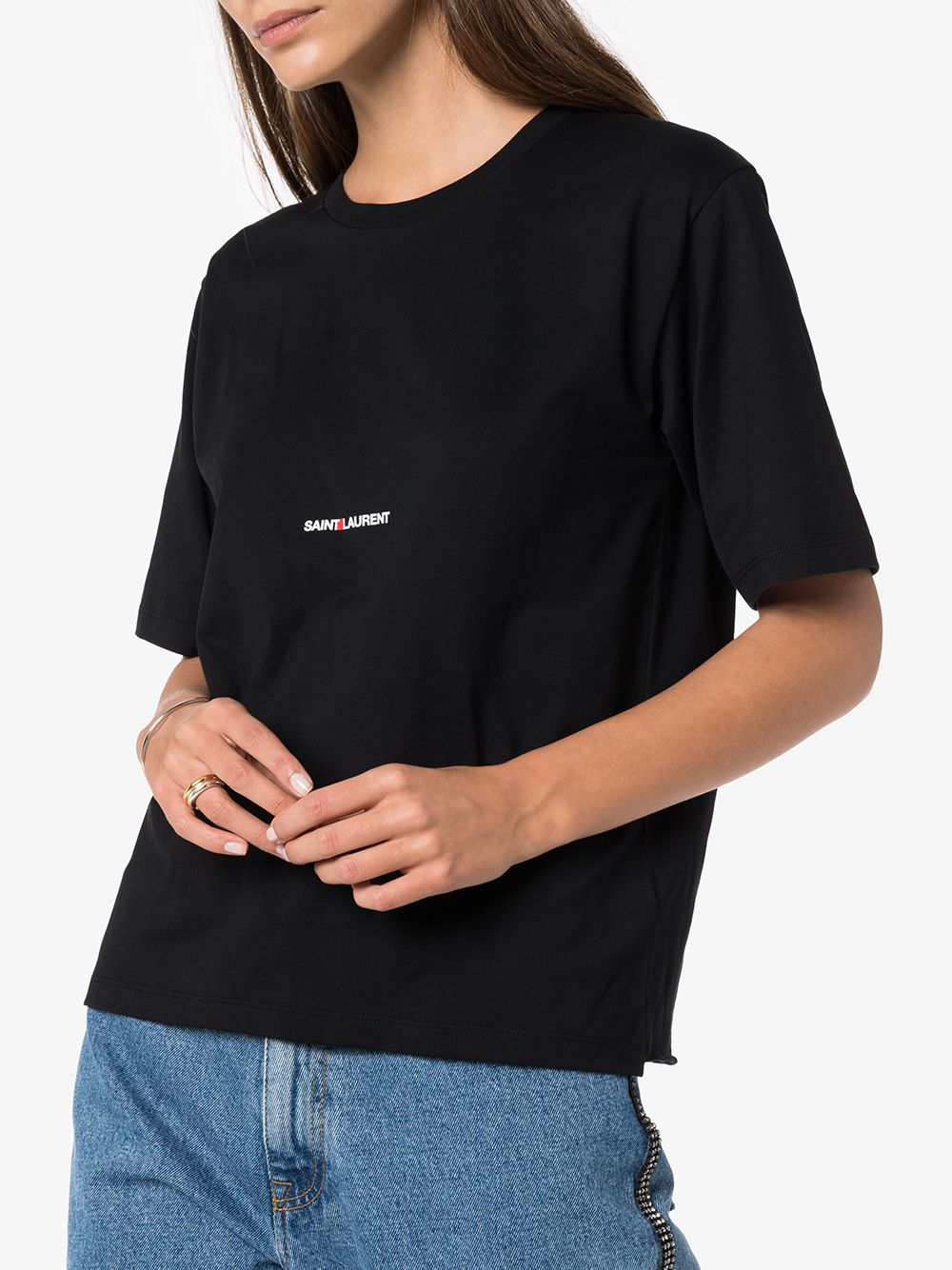 Saint Laurent Black Cotton T-Shirt image 3