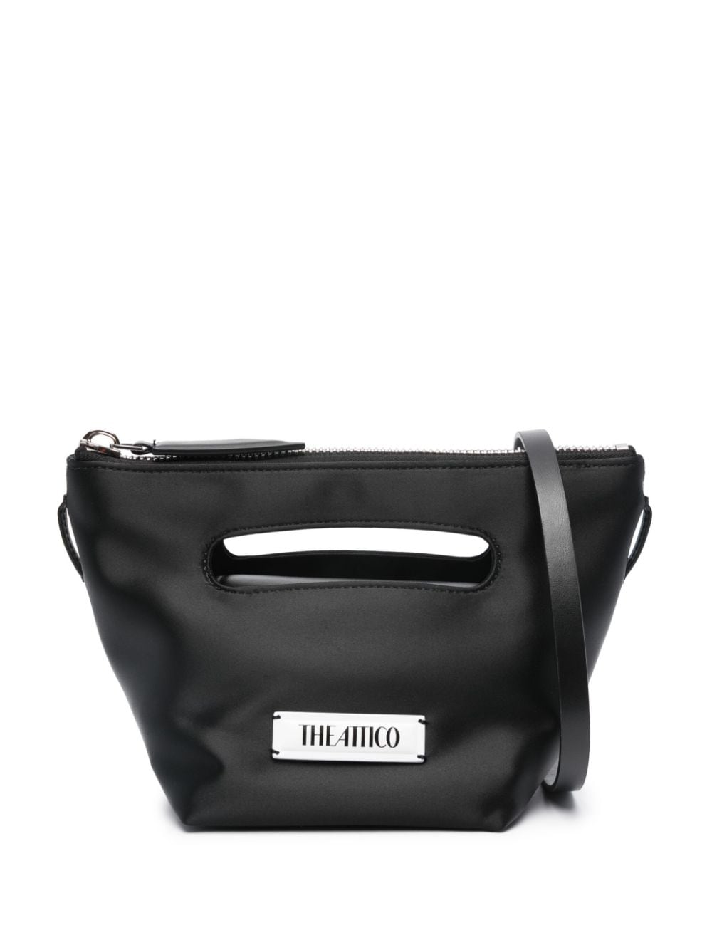 The Attico Black Cut-Out Top Handle Satin Bag image 0