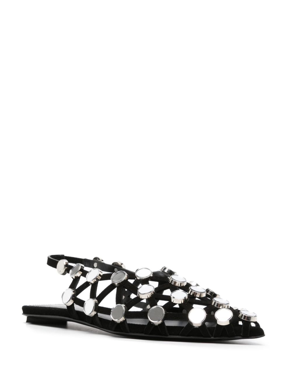 The Attico Black Rhinestone-Embellished Ballerina Flats image 3