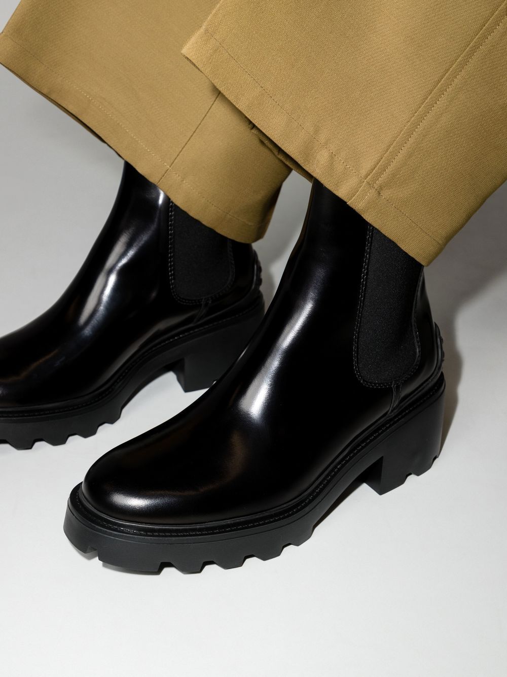 Tod's Black Chelsea Boots with Lug Sole image 3