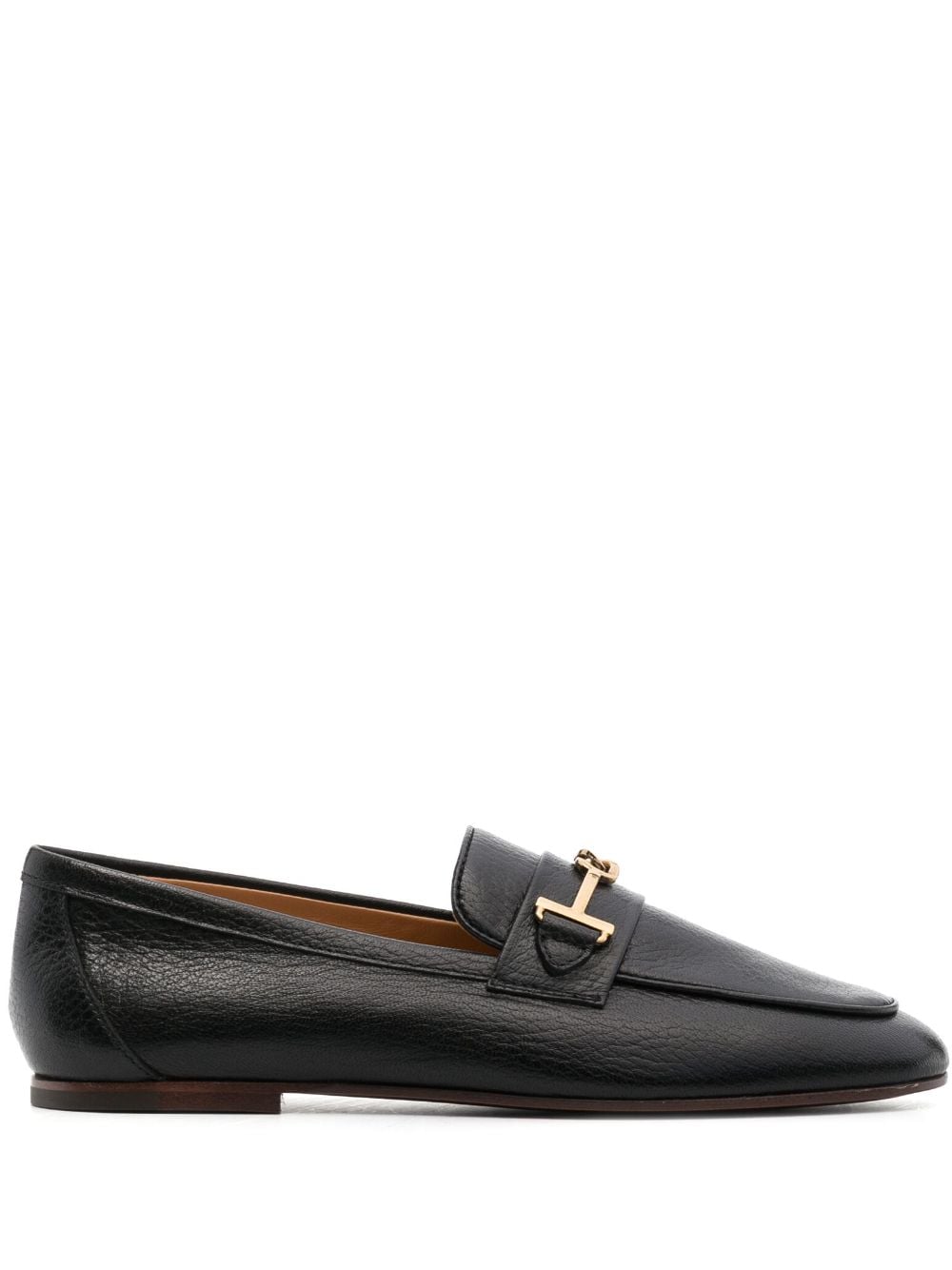 Tod's Women's Black Leather Loafers with Logo Plaque image 0