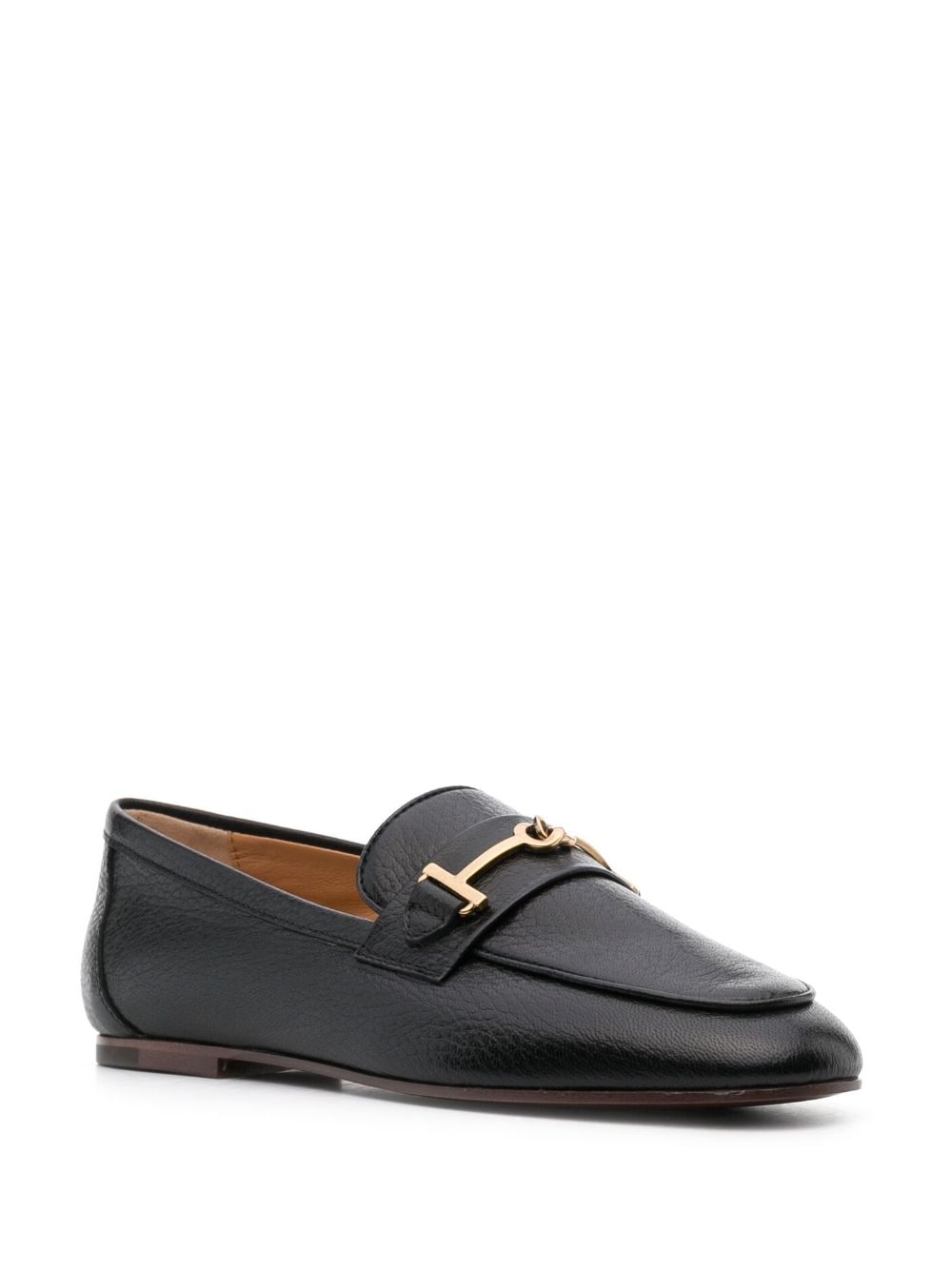 Tod's Women's Black Leather Loafers with Logo Plaque image 2