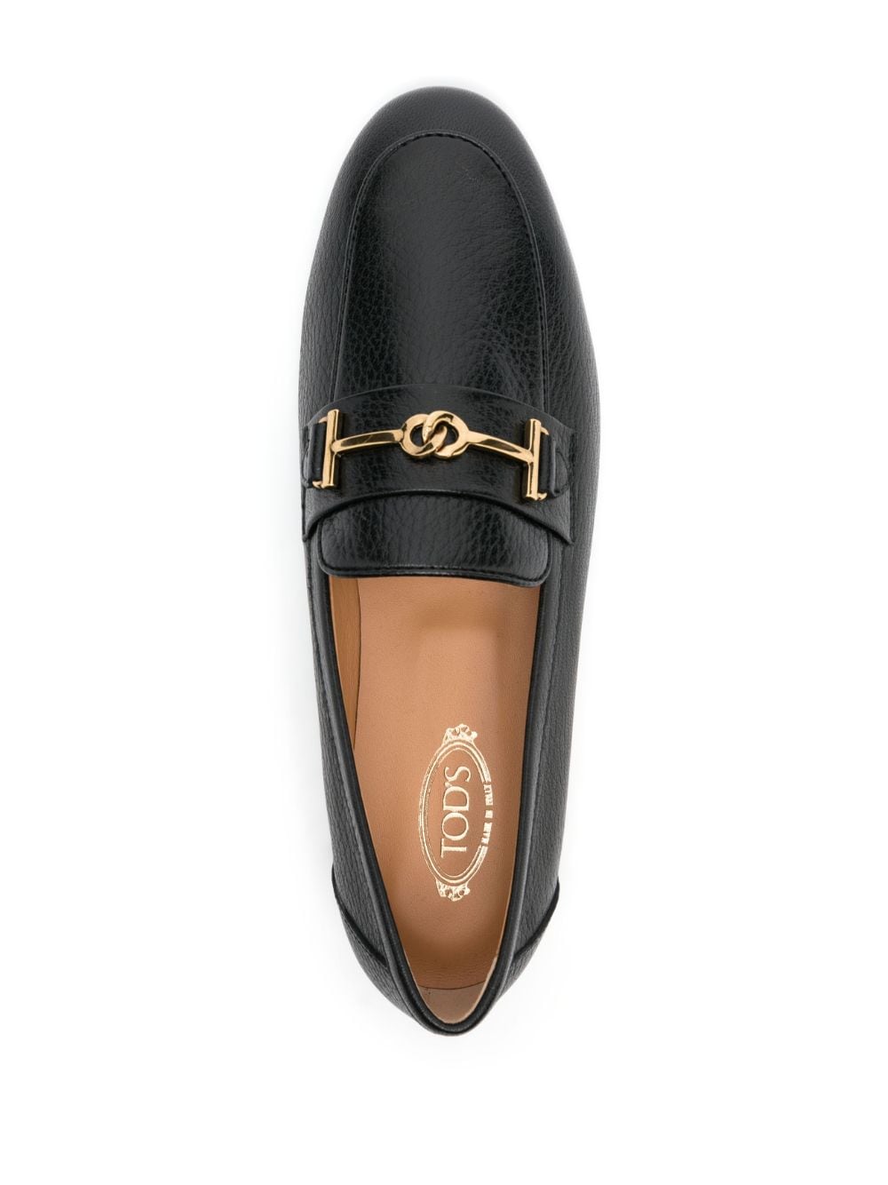 Tod's Women's Black Leather Loafers with Logo Plaque image 3