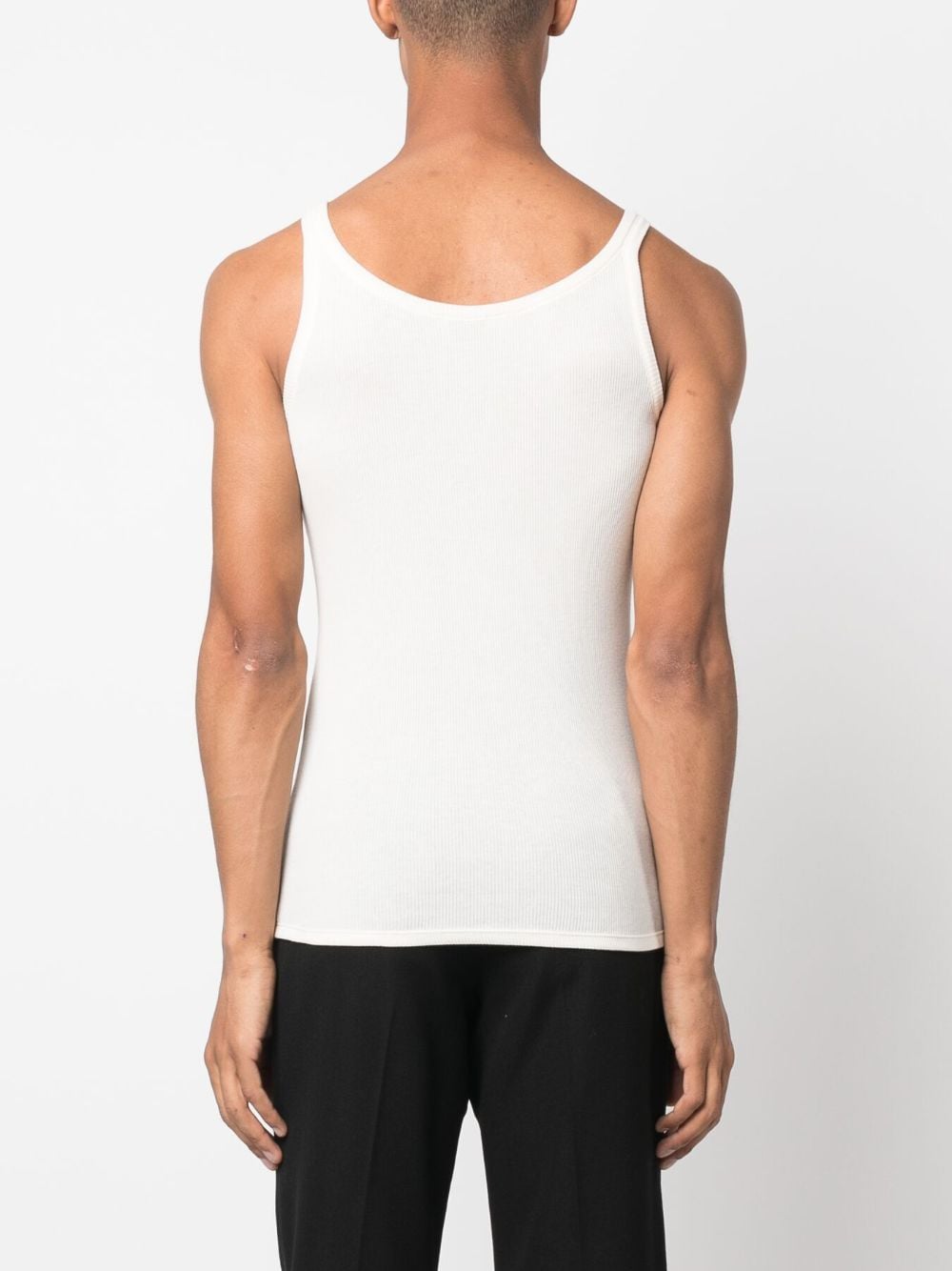 Saint Laurent White Embroidered Logo Ribbed Tank Top image 3