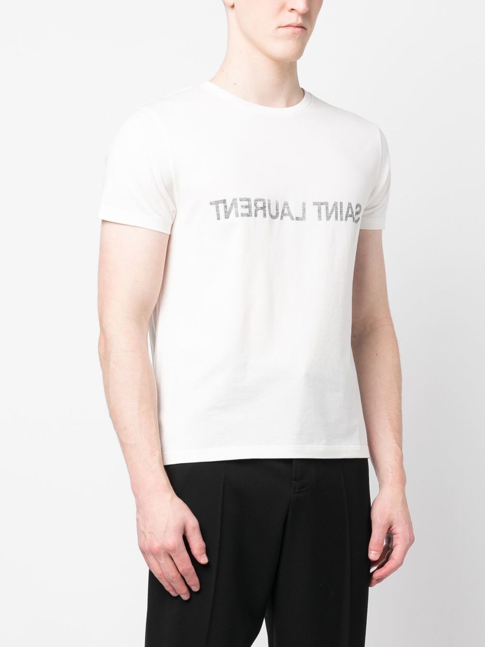 Saint Laurent White Cotton Crew Neck T-Shirt image 1