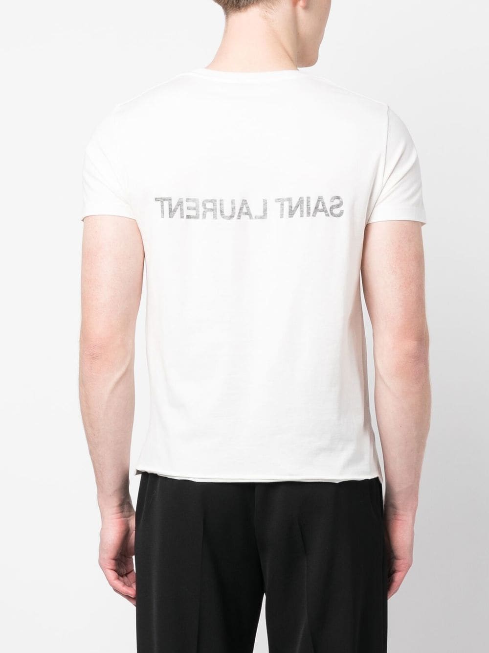 Saint Laurent White Cotton Crew Neck T-Shirt image 3